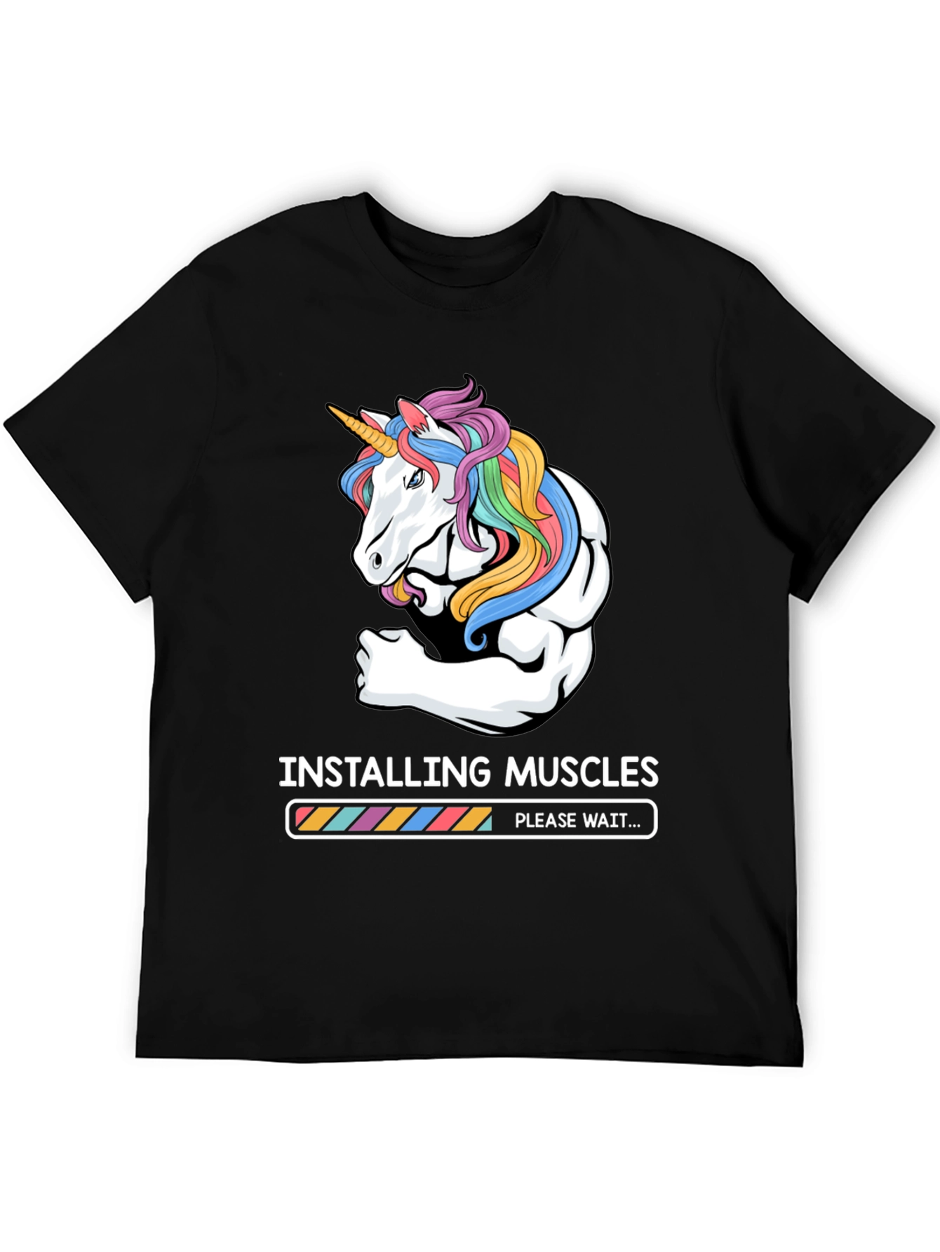 Unicorn Muscle Loading Black T-Shirt