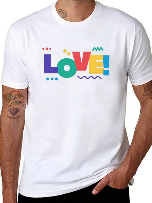 Colorful LOVE Graphic Black T-Shirt