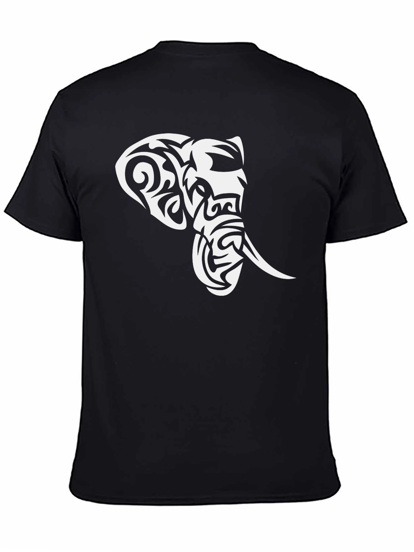 Tribal Elephant Graphic Black T-Shirt