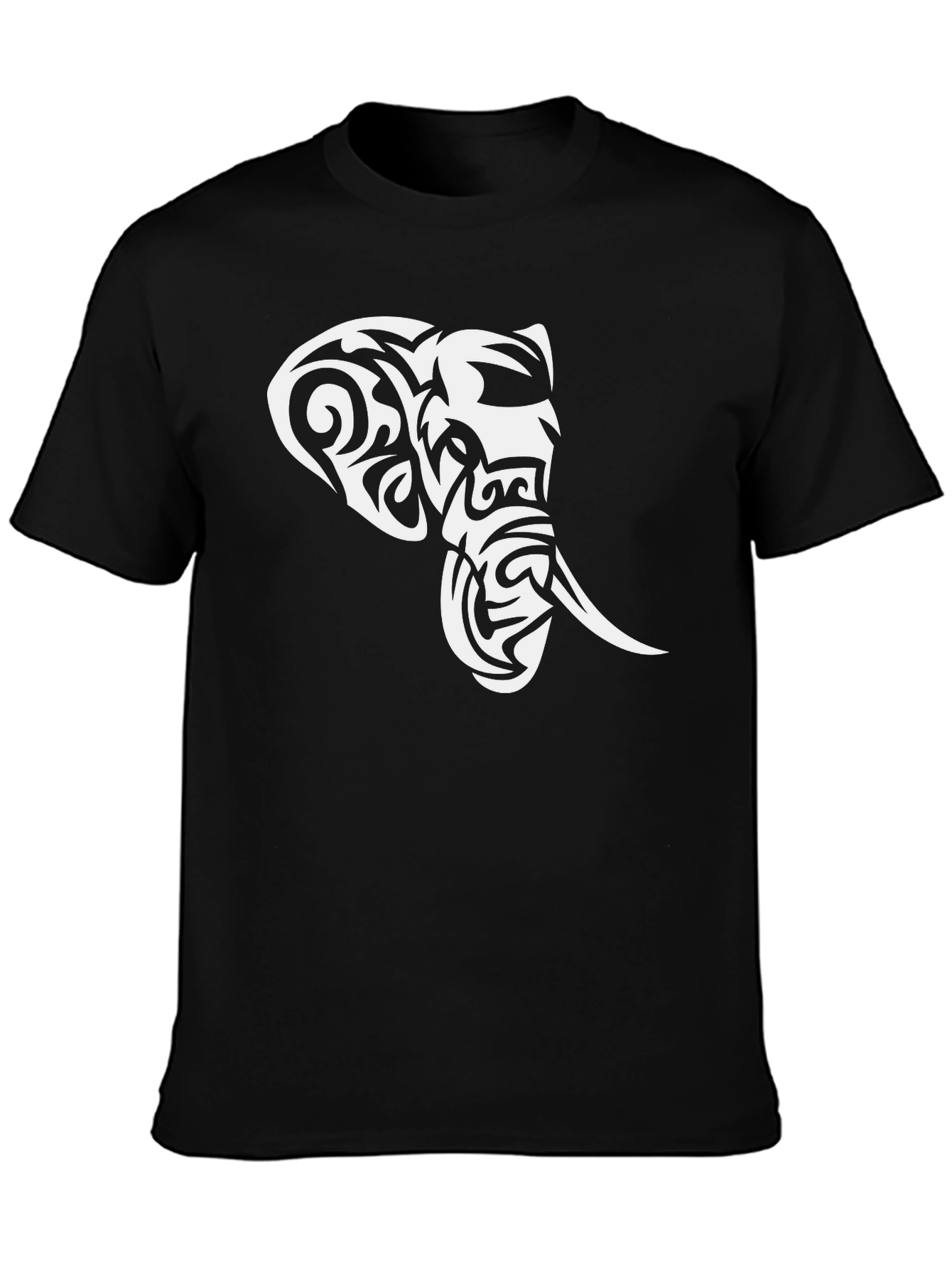 Tribal Elephant Graphic Black T-Shirt