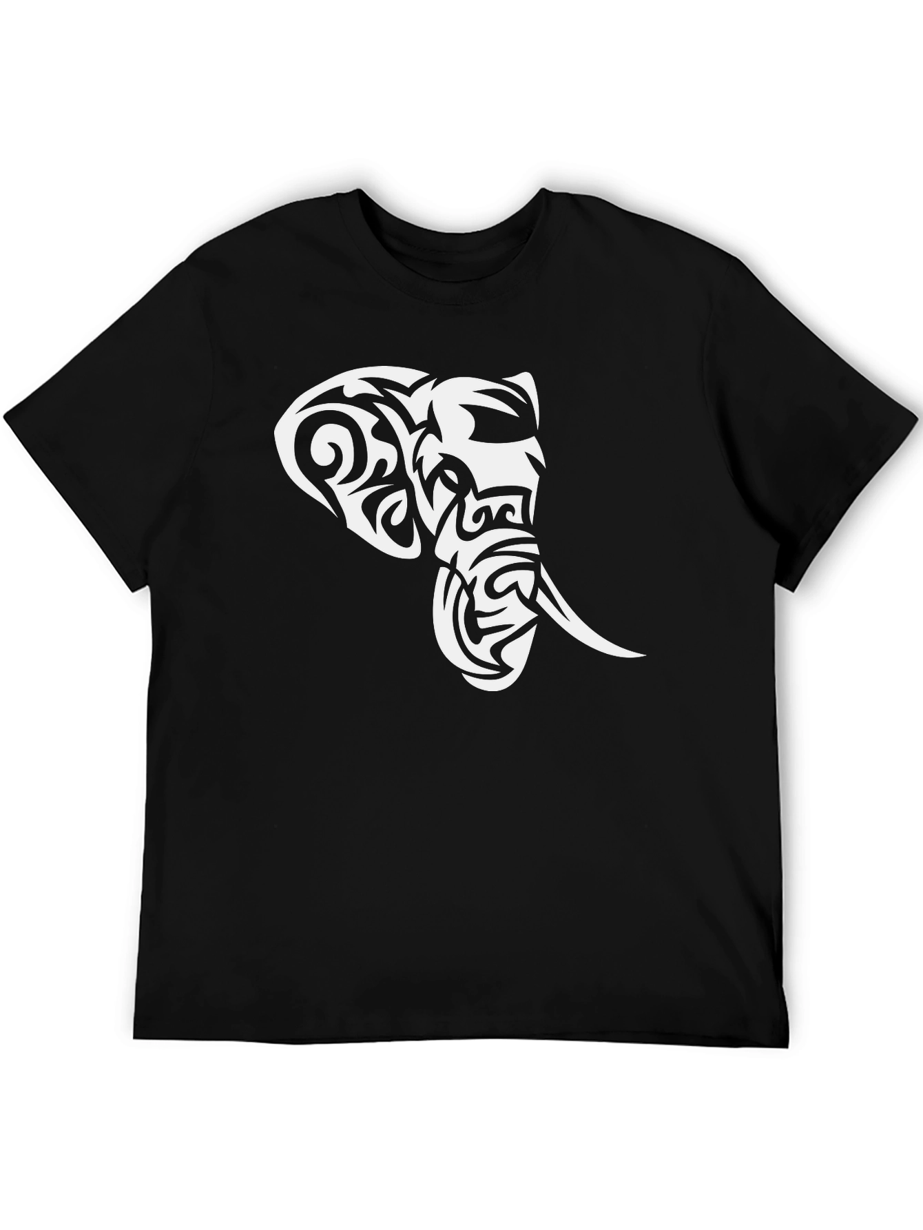 Tribal Elephant Graphic Black T-Shirt