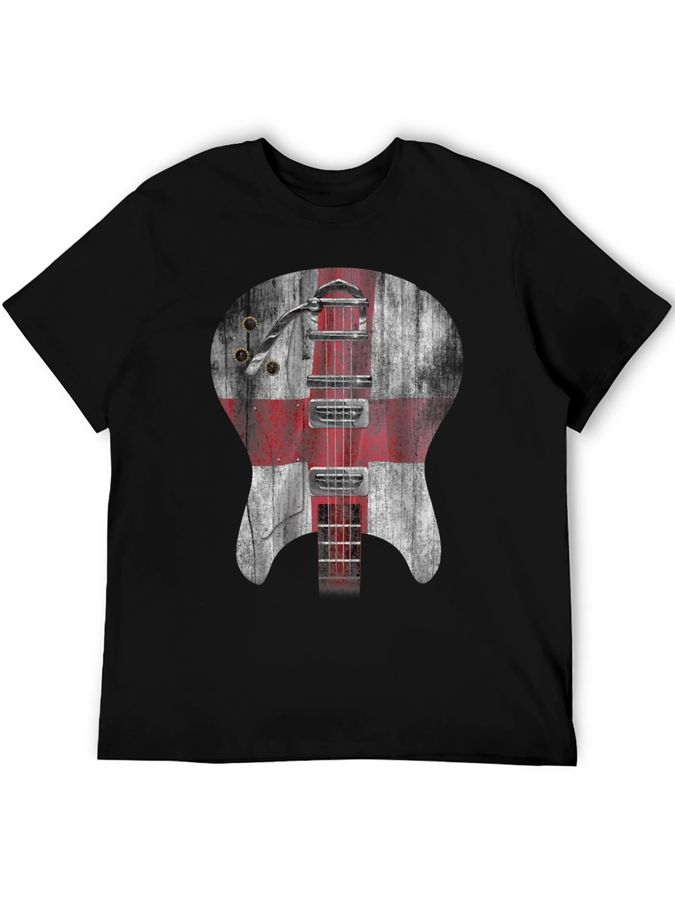England Flag Guitar Graphic Tee - Black