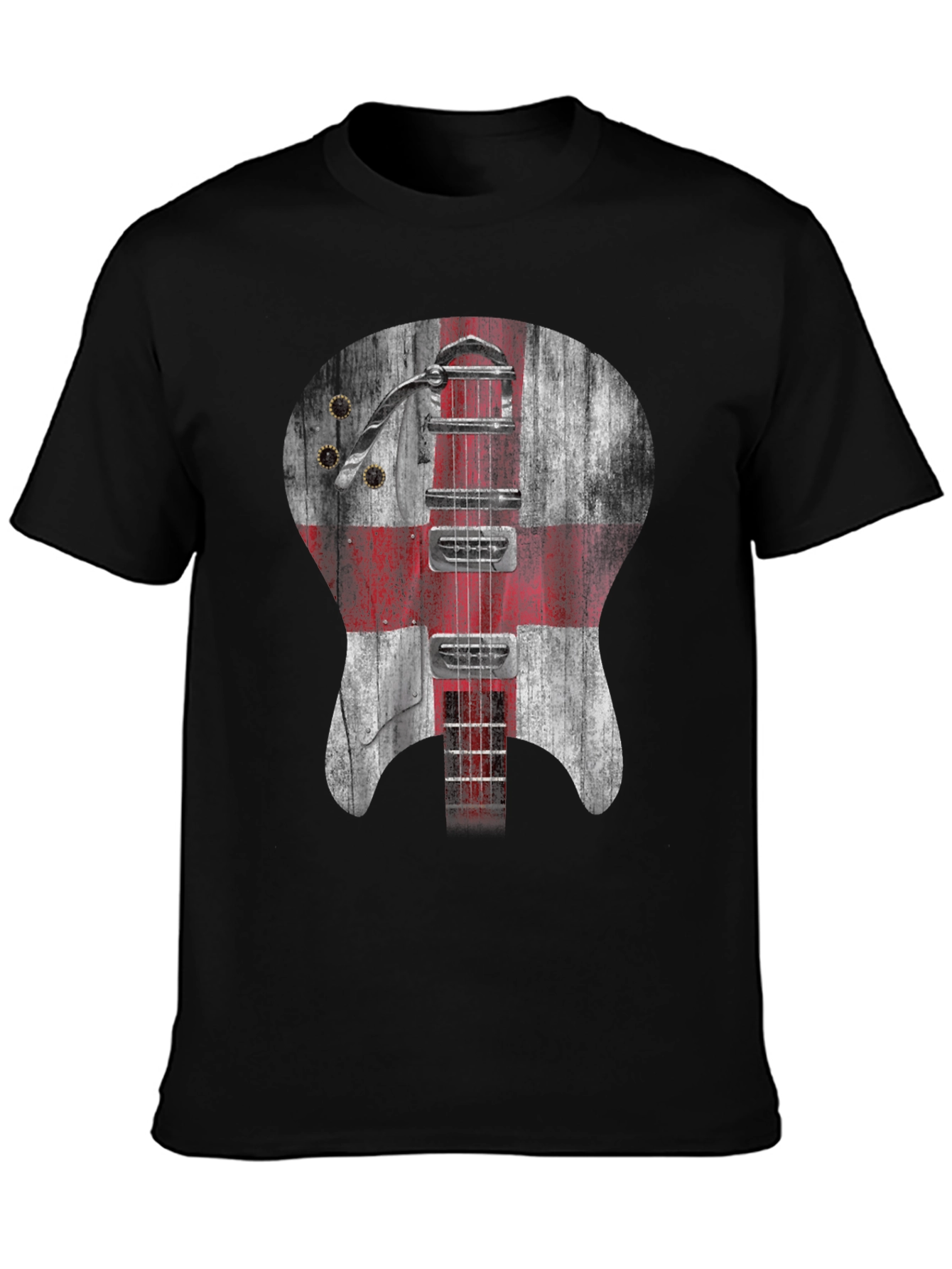 England Flag Guitar Graphic Tee - Black