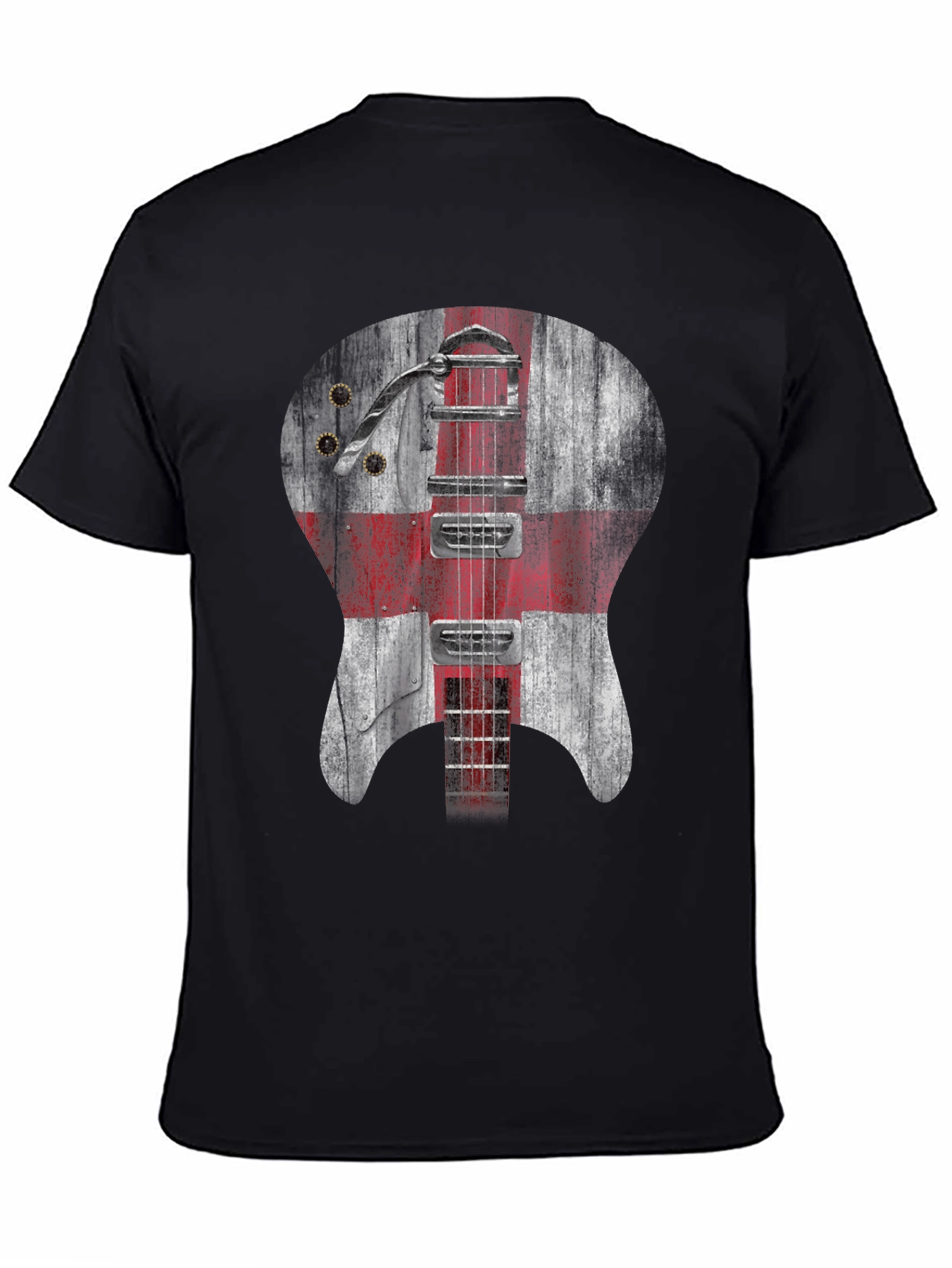 England Flag Guitar Graphic Tee - Black
