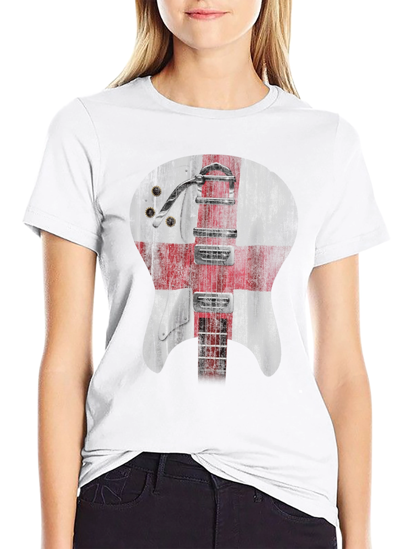 England Flag Guitar Graphic Tee - Black