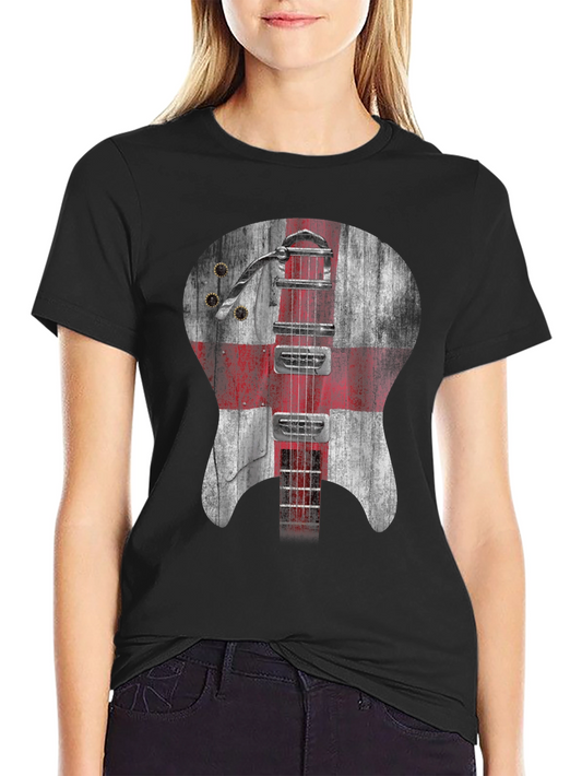 England Flag Guitar Graphic Tee - Black