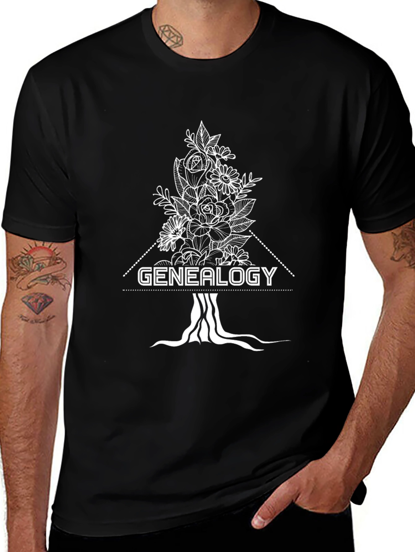 Genealogy Floral Tree T-Shirt - Family Roots Tee
