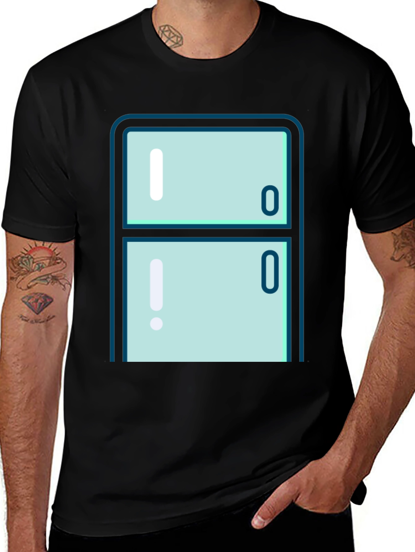Cool Refrigerator Graphic T-Shirt - Black Cotton Tee