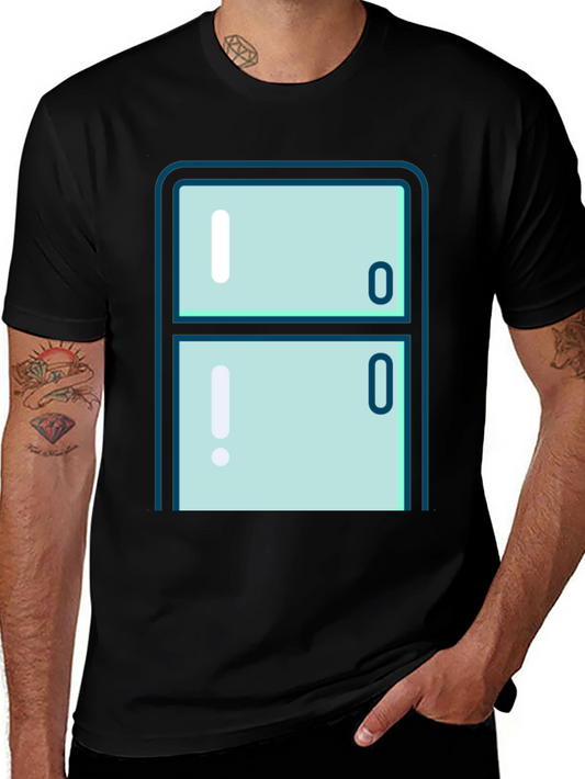 Cool Refrigerator Graphic T-Shirt - Black Cotton Tee