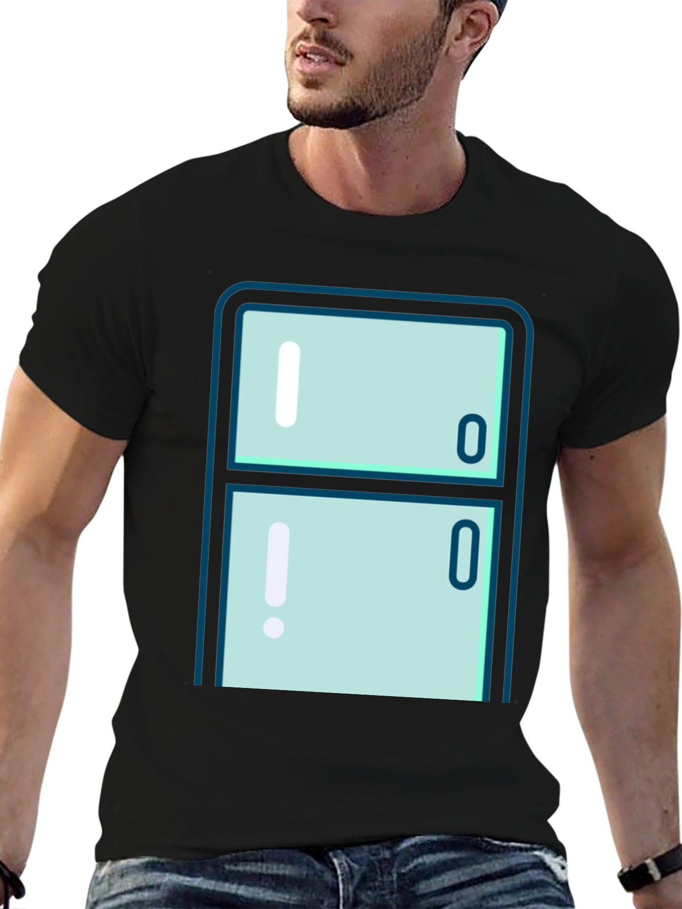 Cool Refrigerator Graphic T-Shirt - Black Cotton Tee