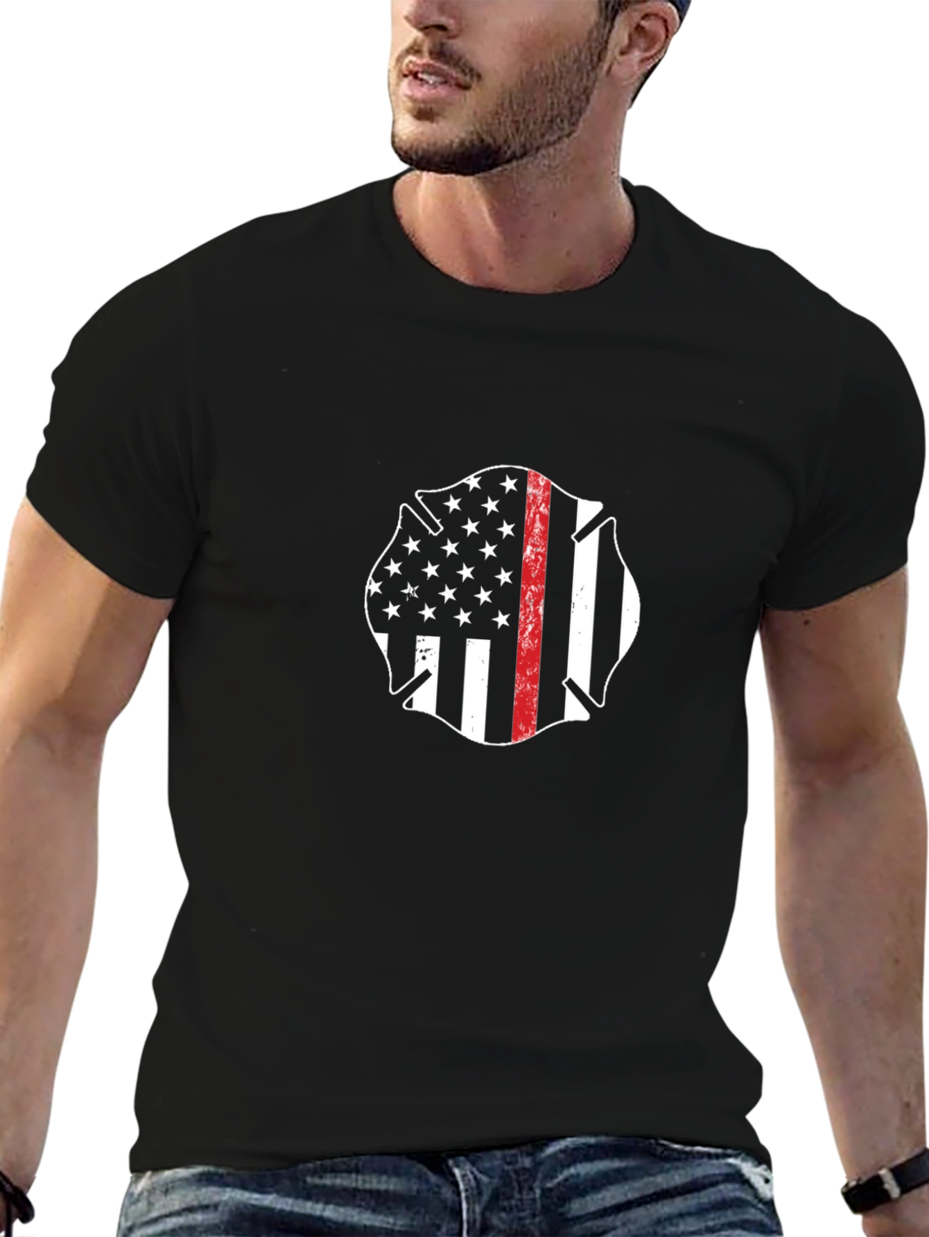 Firefighter Maltese Cross Flag T-Shirt