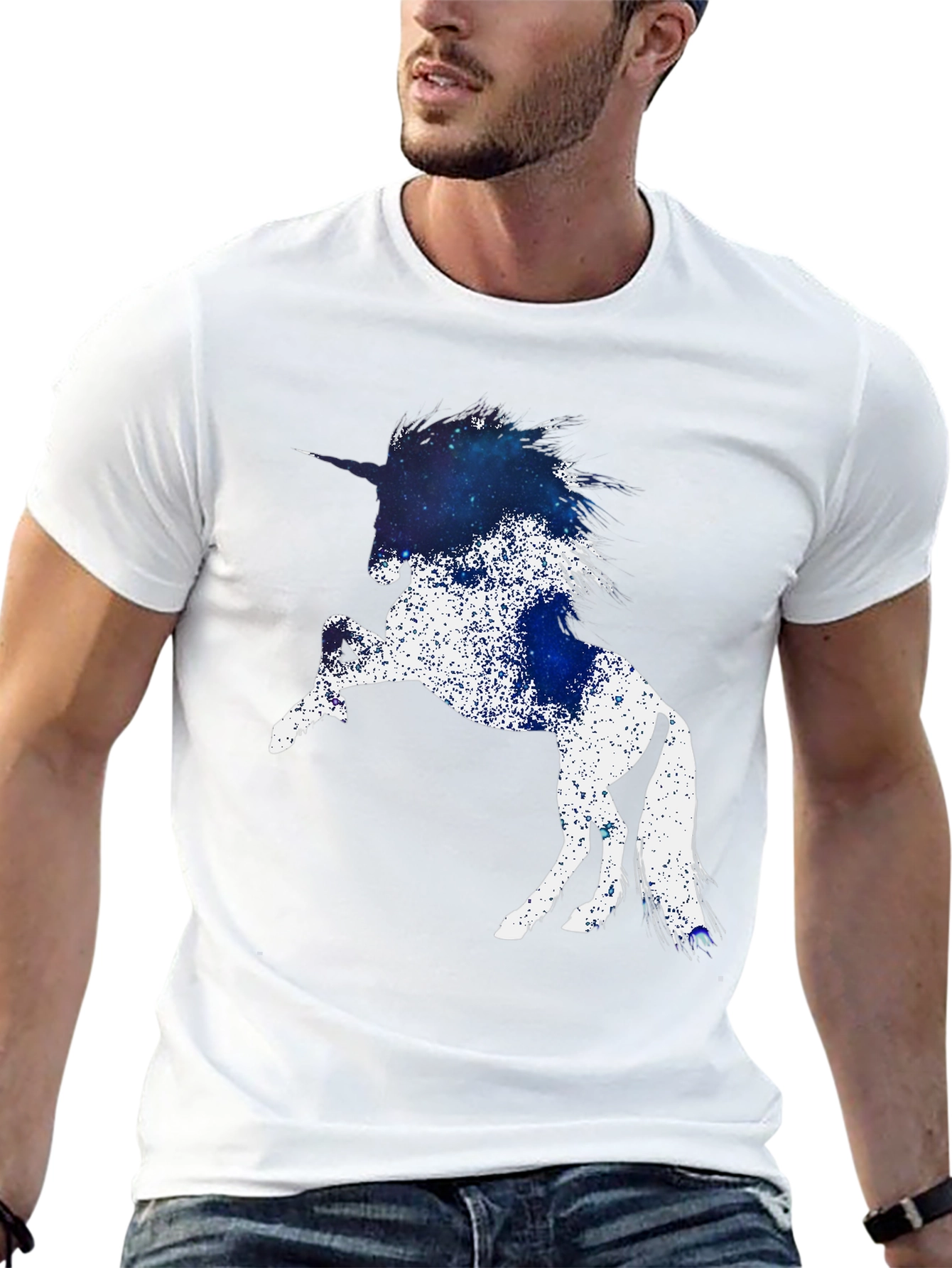 Unicorn Galaxy Graphic Black T-Shirt