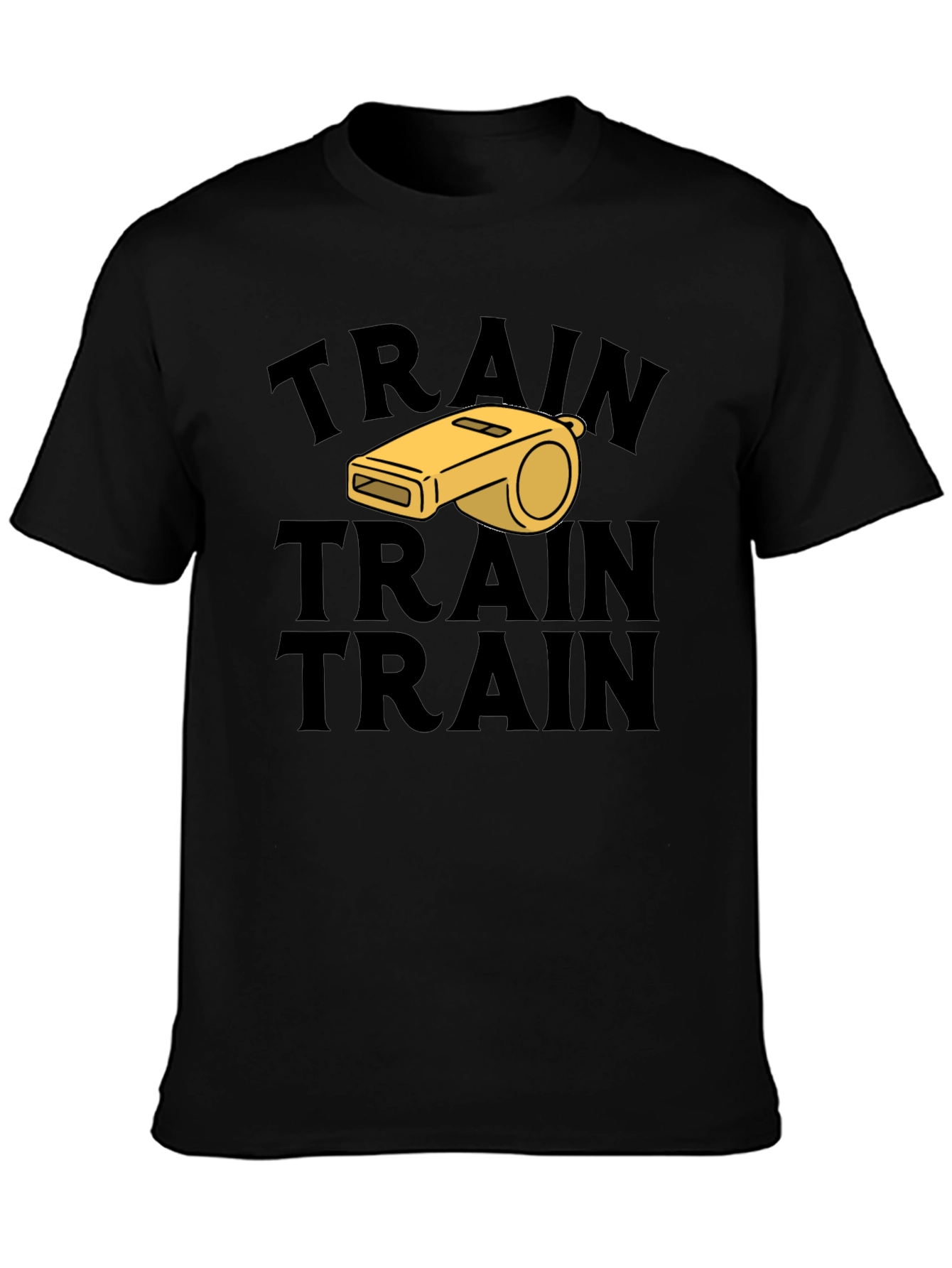Train Whistle Graphic Tee - Black Cotton T-Shirt