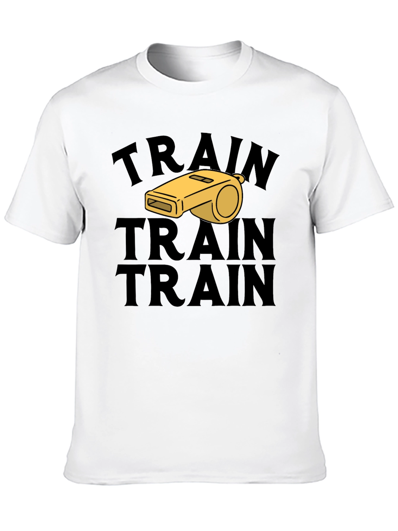 Train Whistle Graphic Tee - Black Cotton T-Shirt