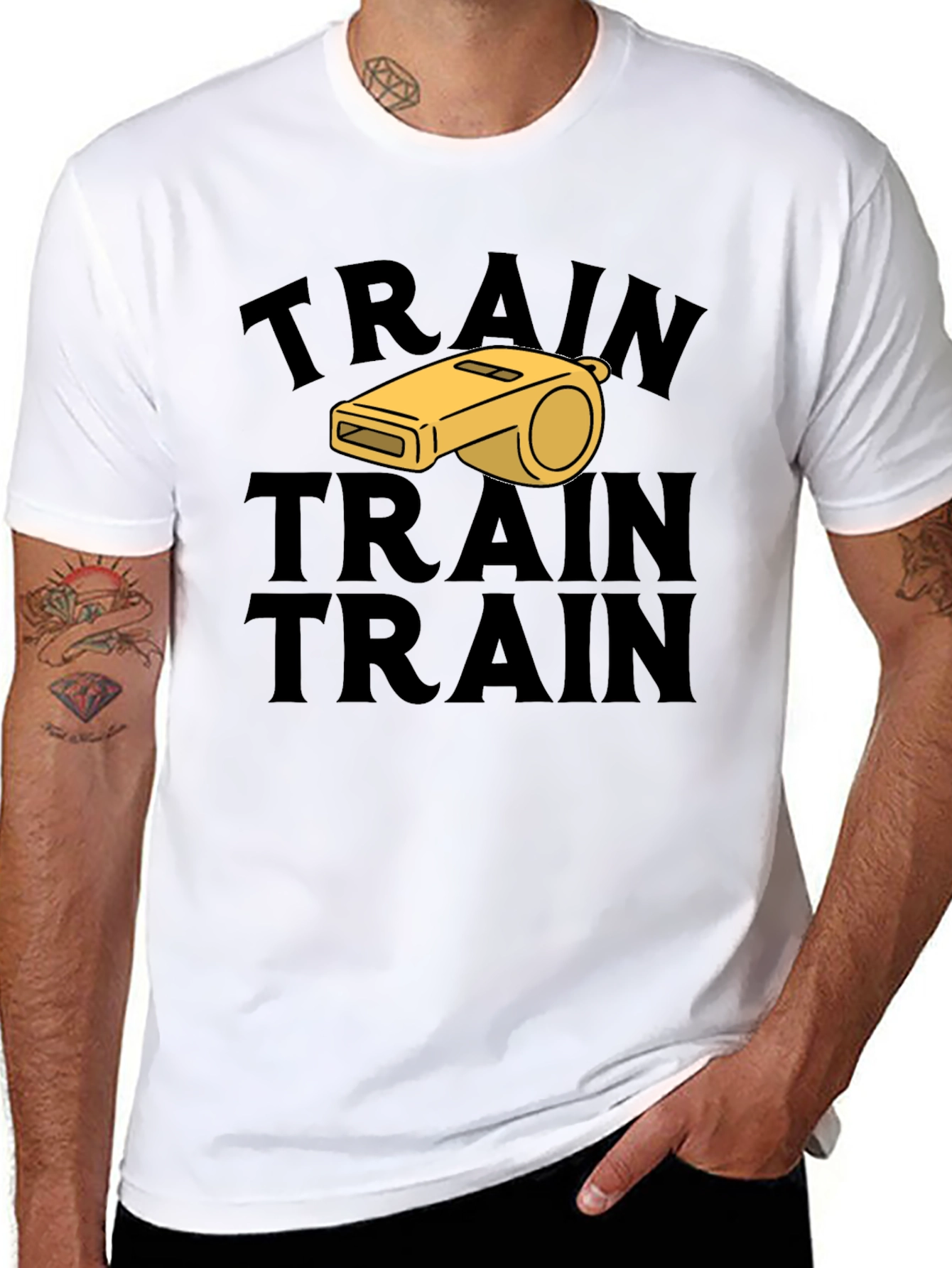 Train Whistle Graphic Tee - Black Cotton T-Shirt