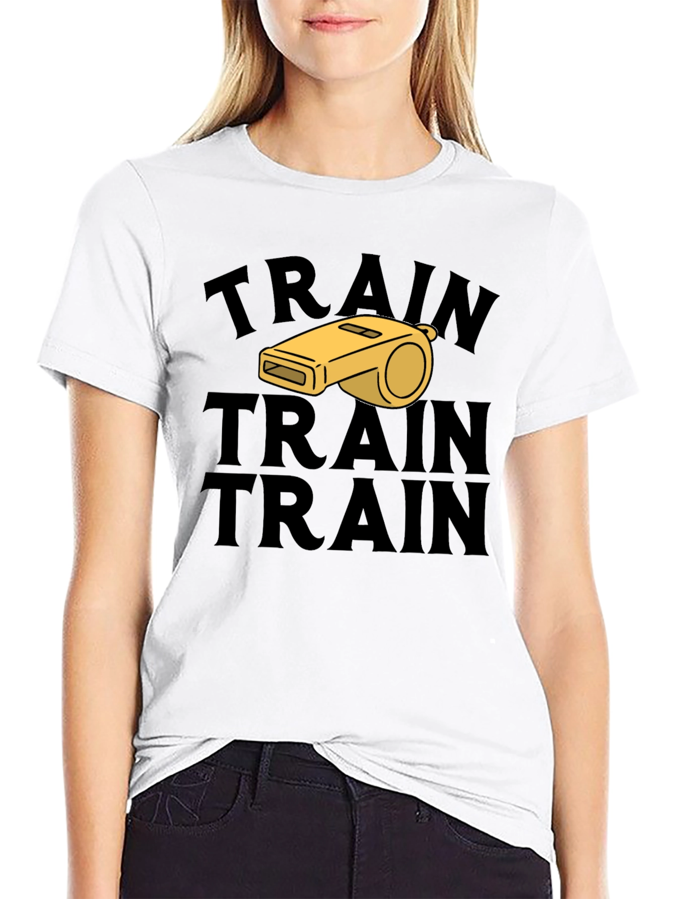 Train Whistle Graphic Tee - Black Cotton T-Shirt