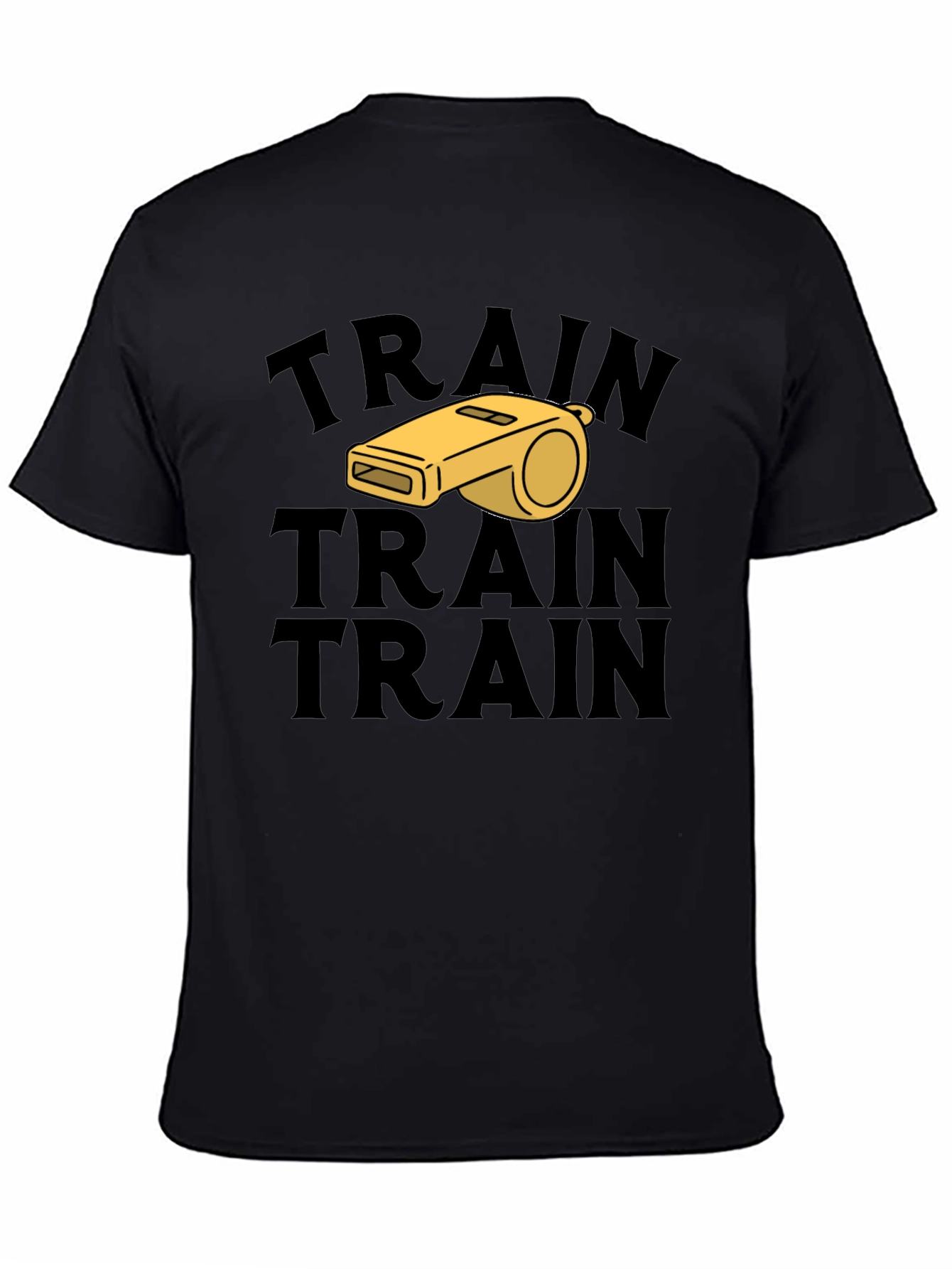 Train Whistle Graphic Tee - Black Cotton T-Shirt