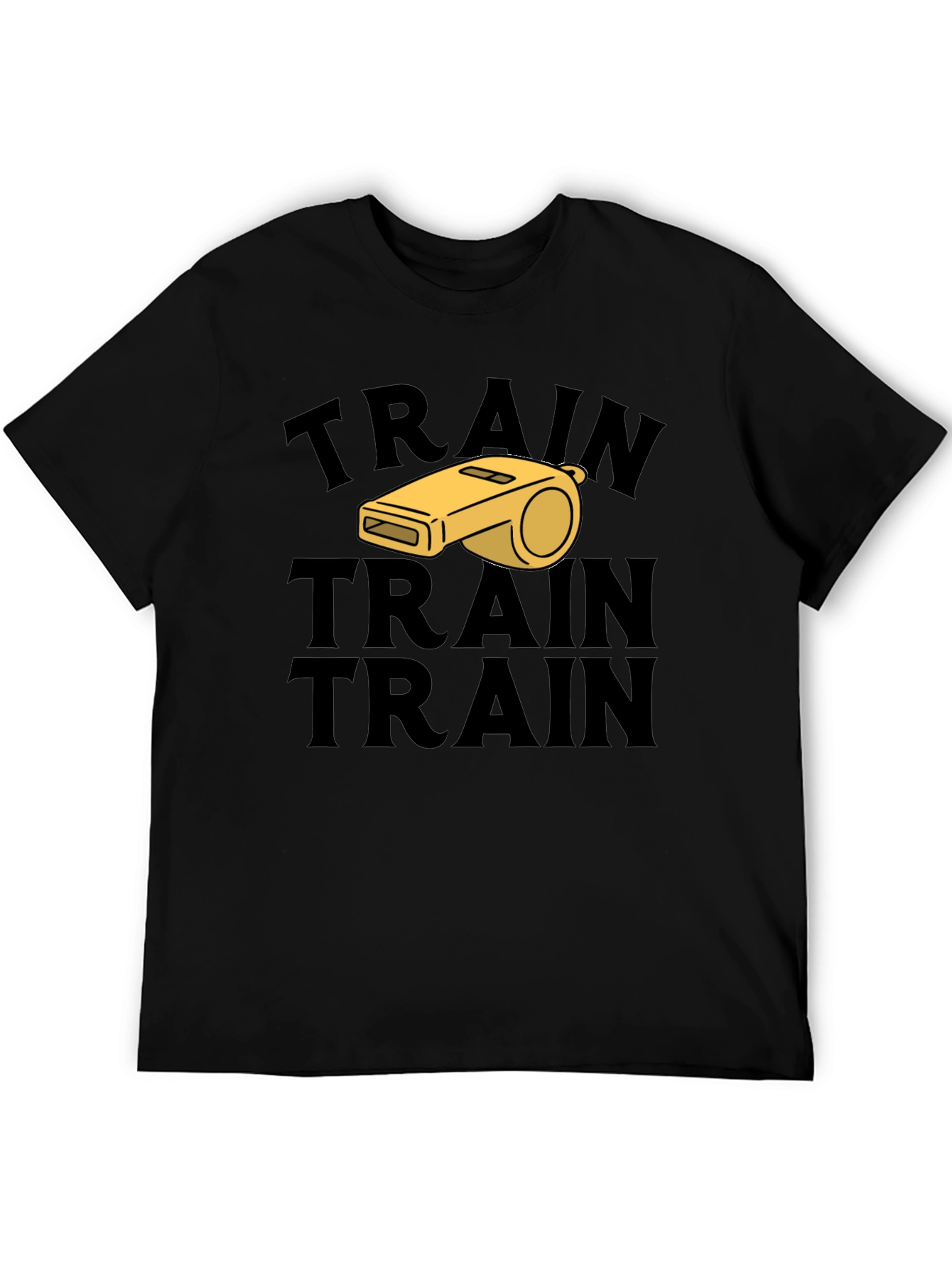 Train Whistle Graphic Tee - Black Cotton T-Shirt
