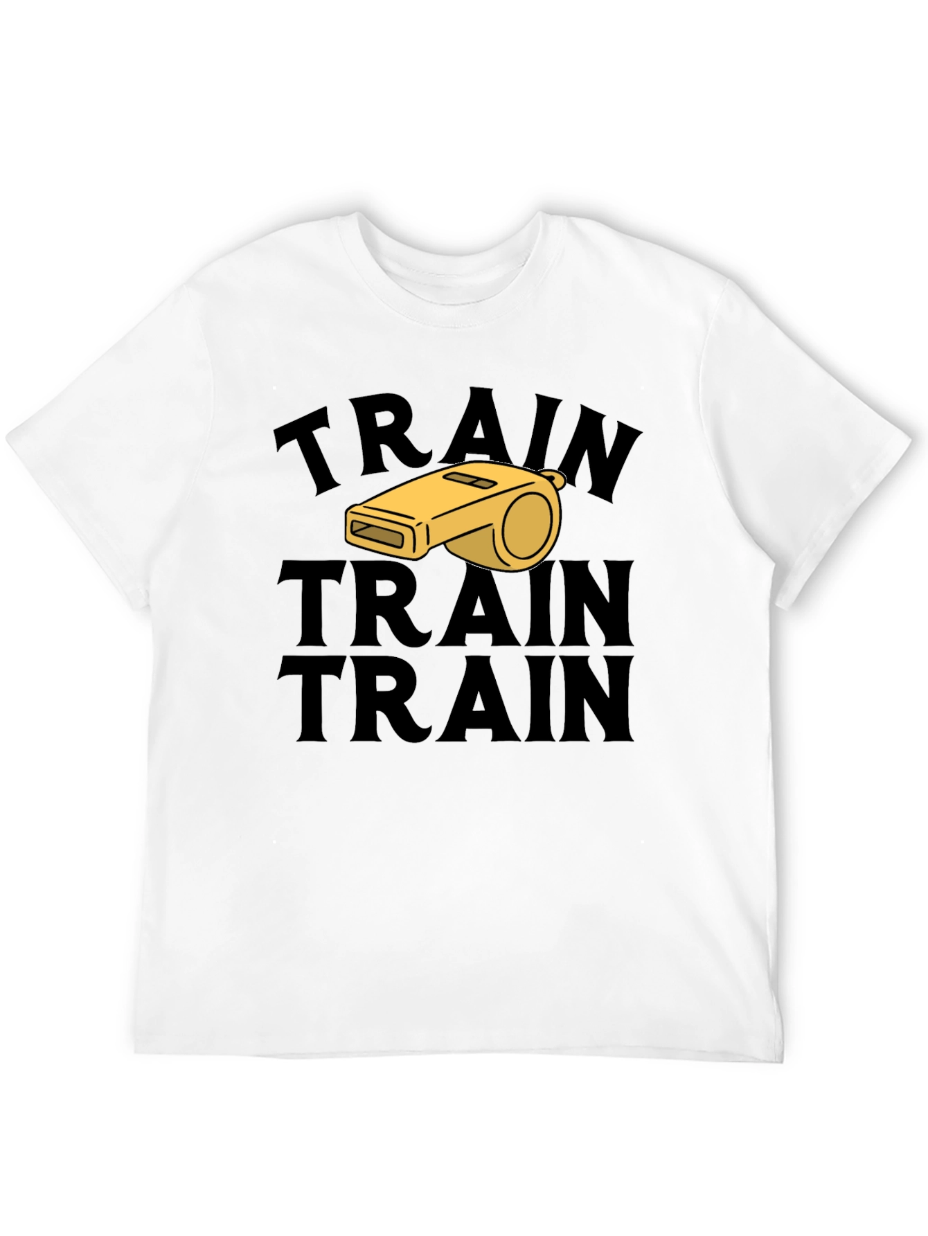 Train Whistle Graphic Tee - Black Cotton T-Shirt