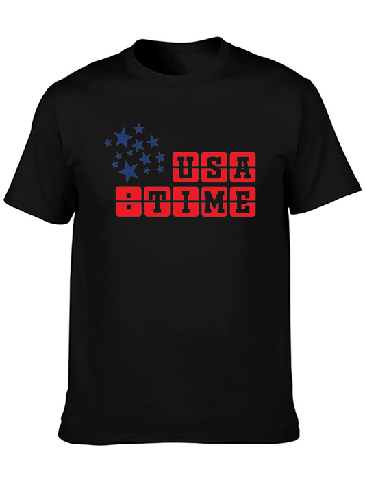 USA Time Graphic T-Shirt Patriotic Tee