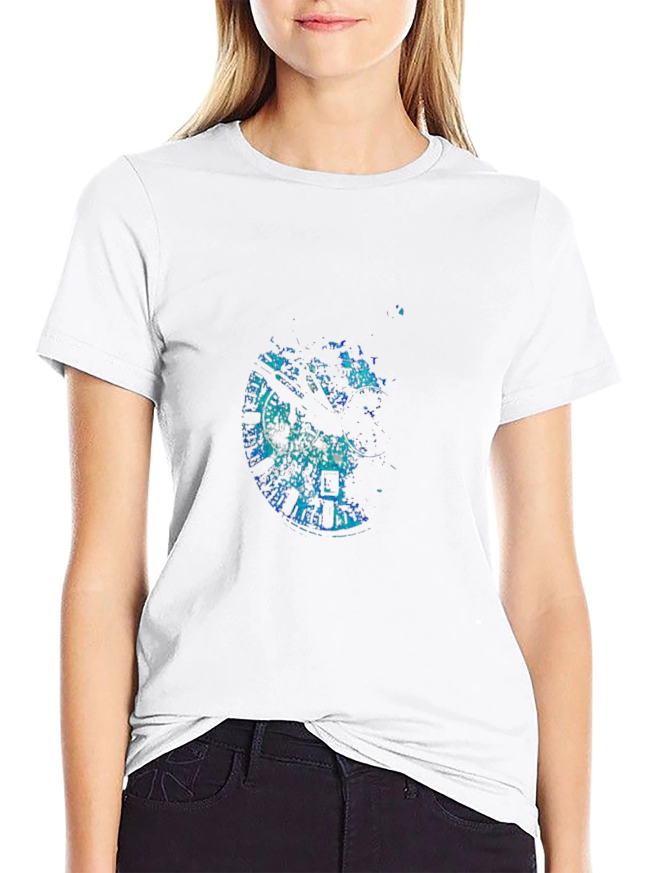 Mens Black Graphic Tee - Abstract Clock Design