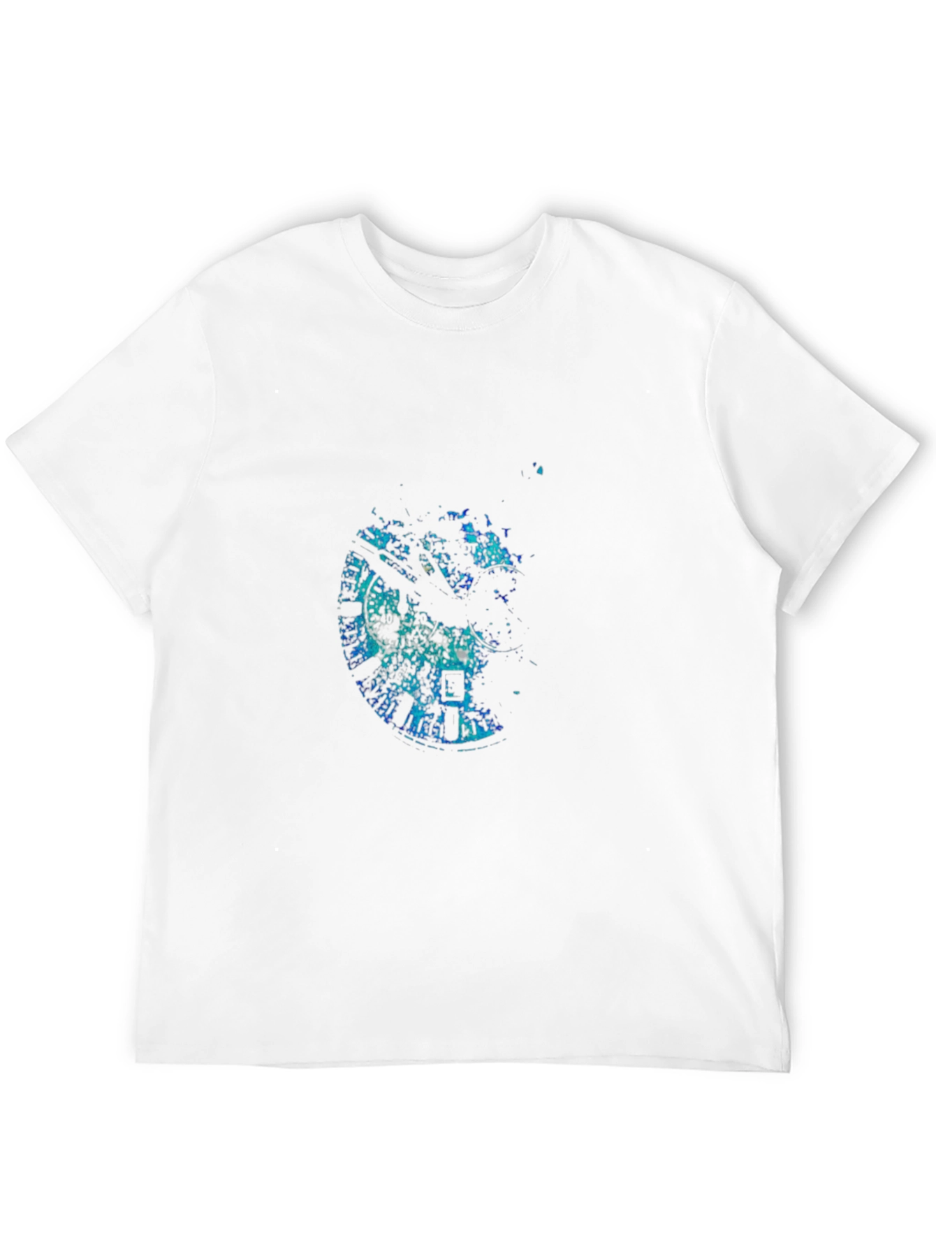 Mens Black Graphic Tee - Abstract Clock Design