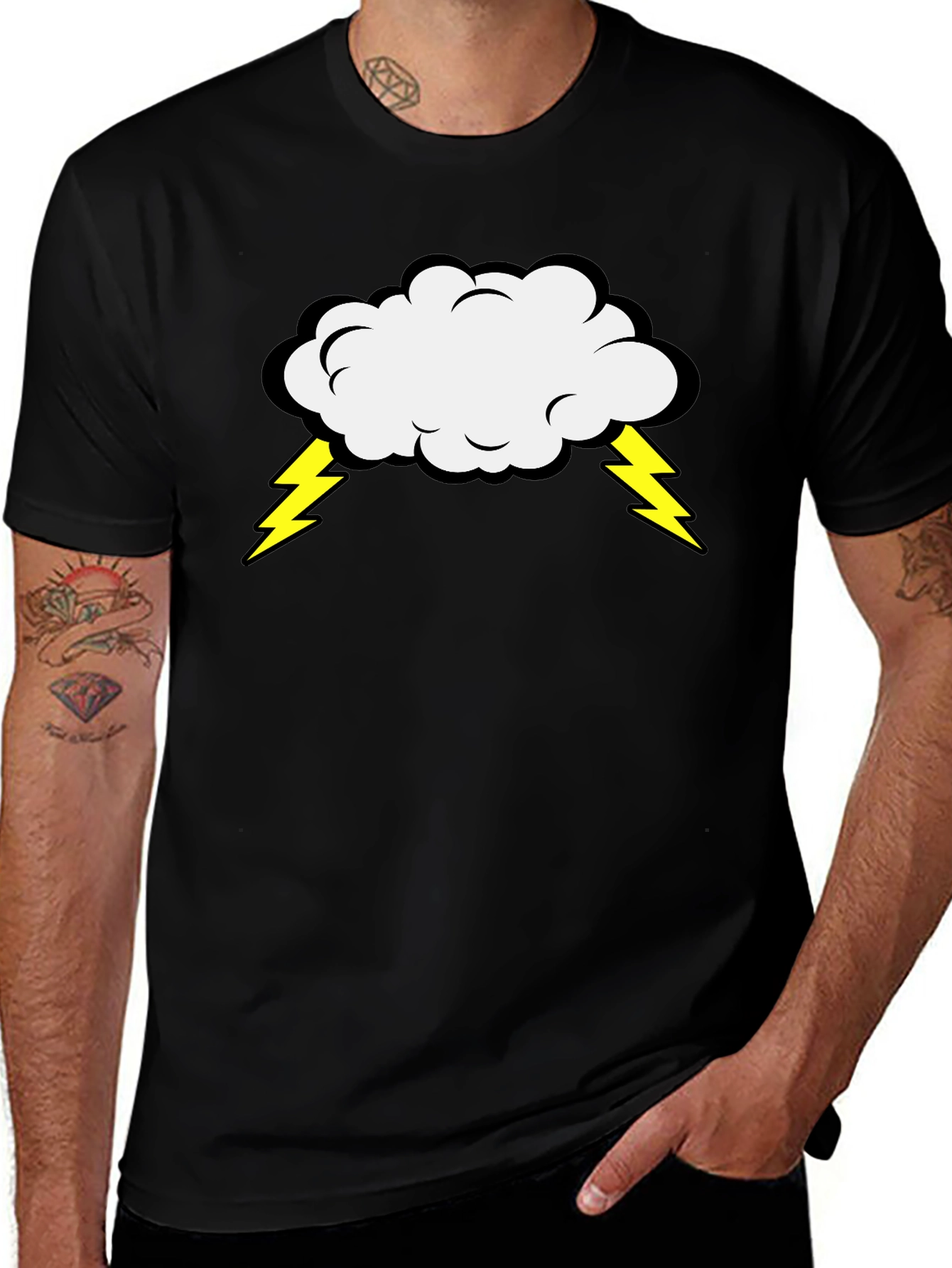 Storm Cloud Graphic Tee - Black Cotton T-Shirt