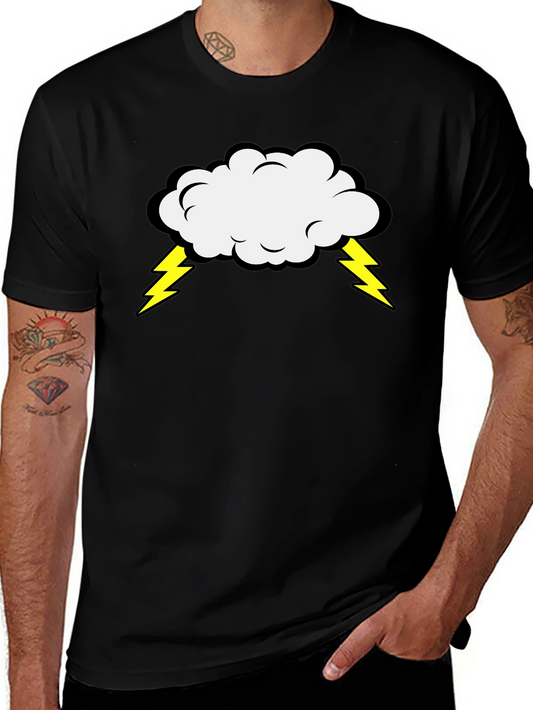 Storm Cloud Graphic Tee - Black Cotton T-Shirt