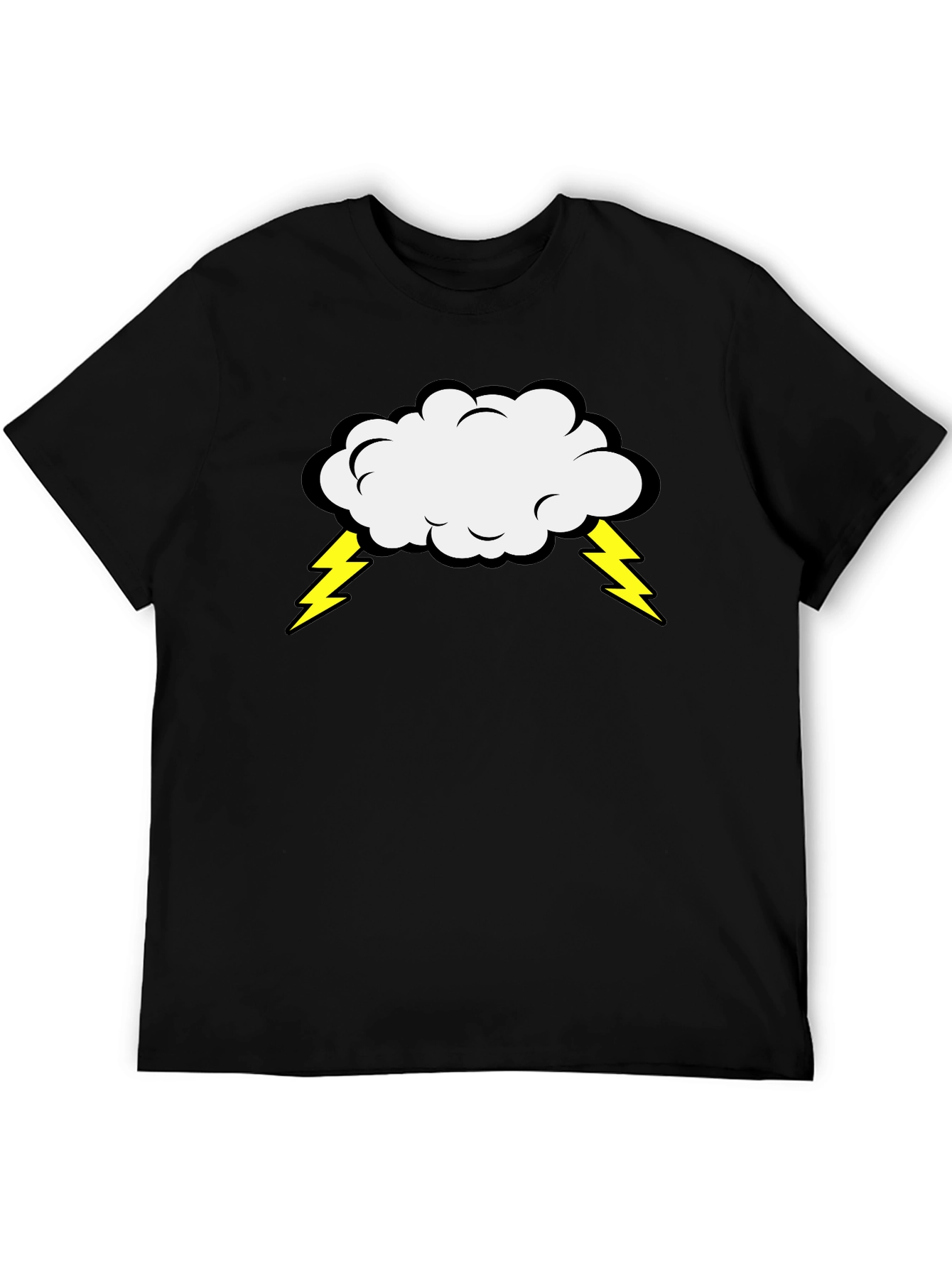 Storm Cloud Graphic Tee - Black Cotton T-Shirt