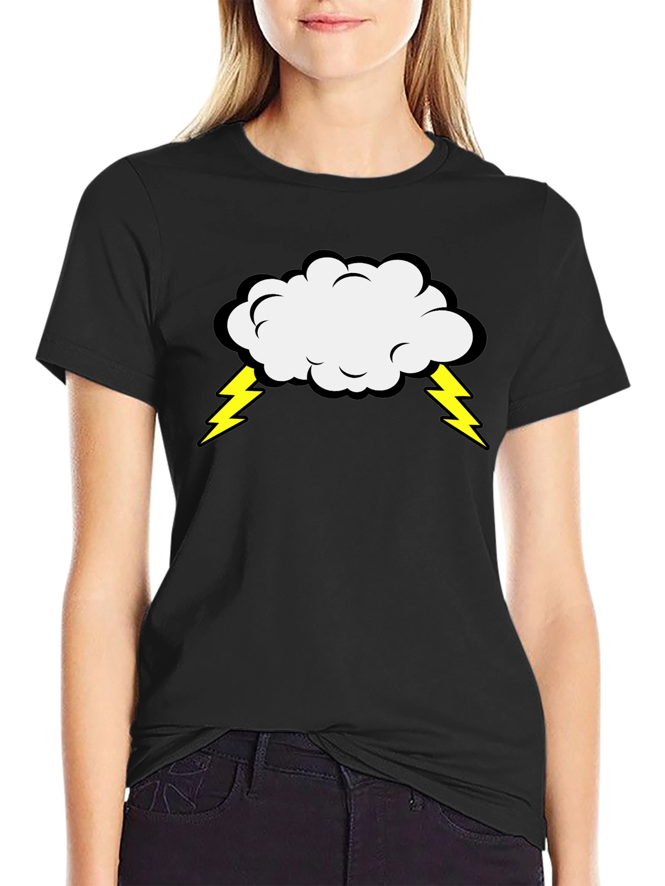Storm Cloud Graphic Tee - Black Cotton T-Shirt