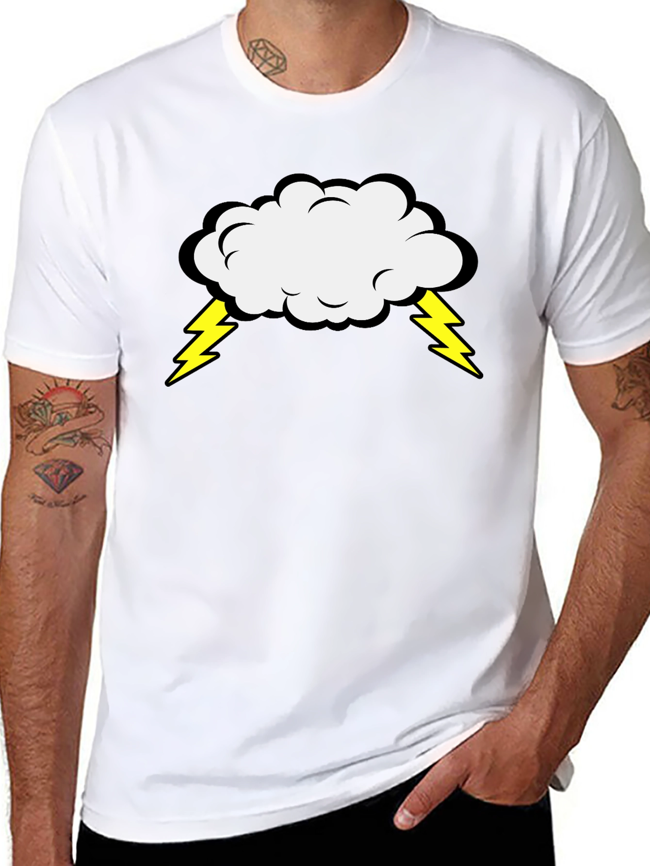 Storm Cloud Graphic Tee - Black Cotton T-Shirt