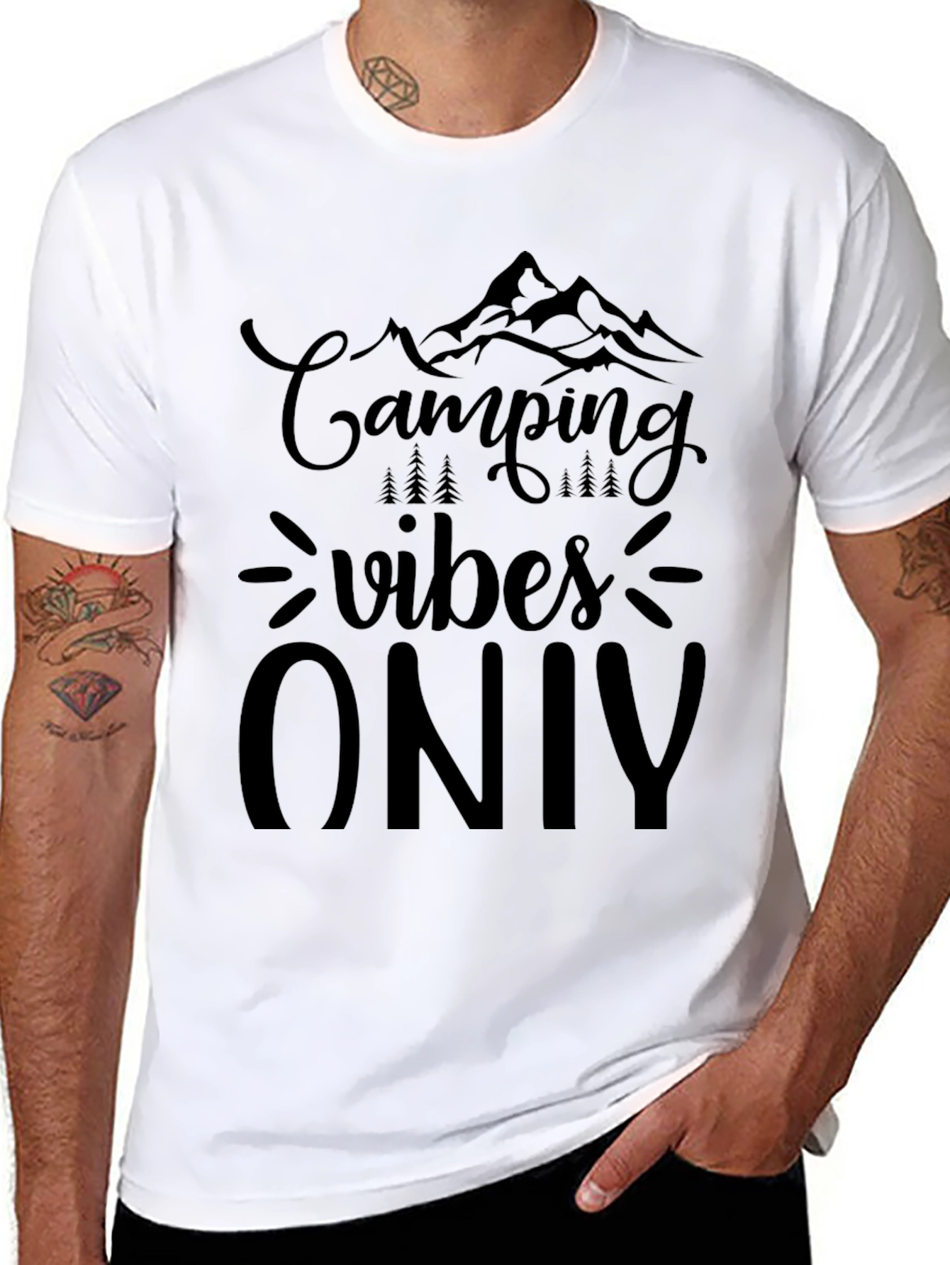 Camping Vibes Only Black Graphic Tee