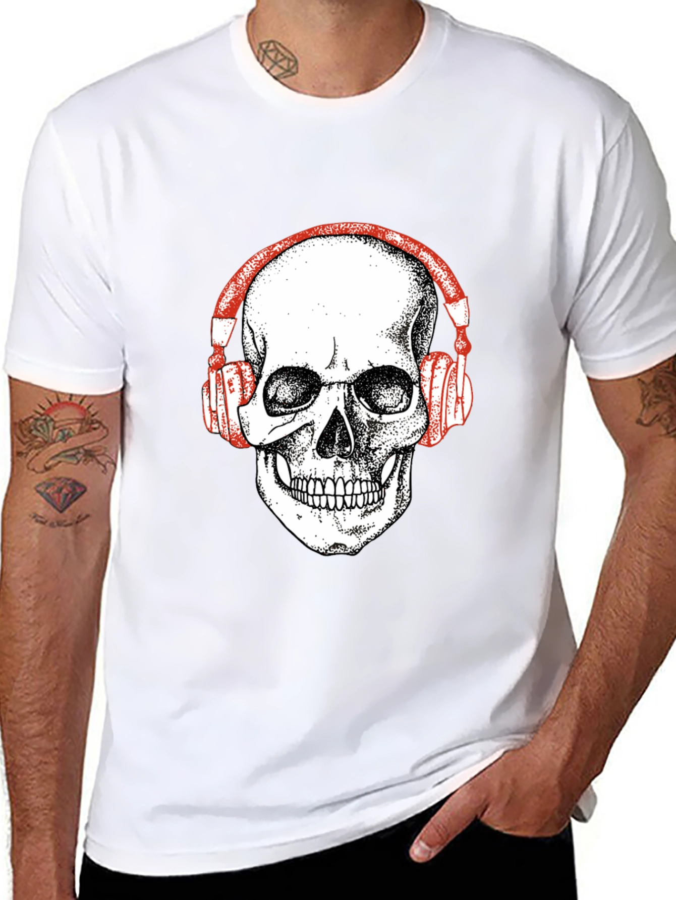 Skull Headphones Graphic Tee - Black