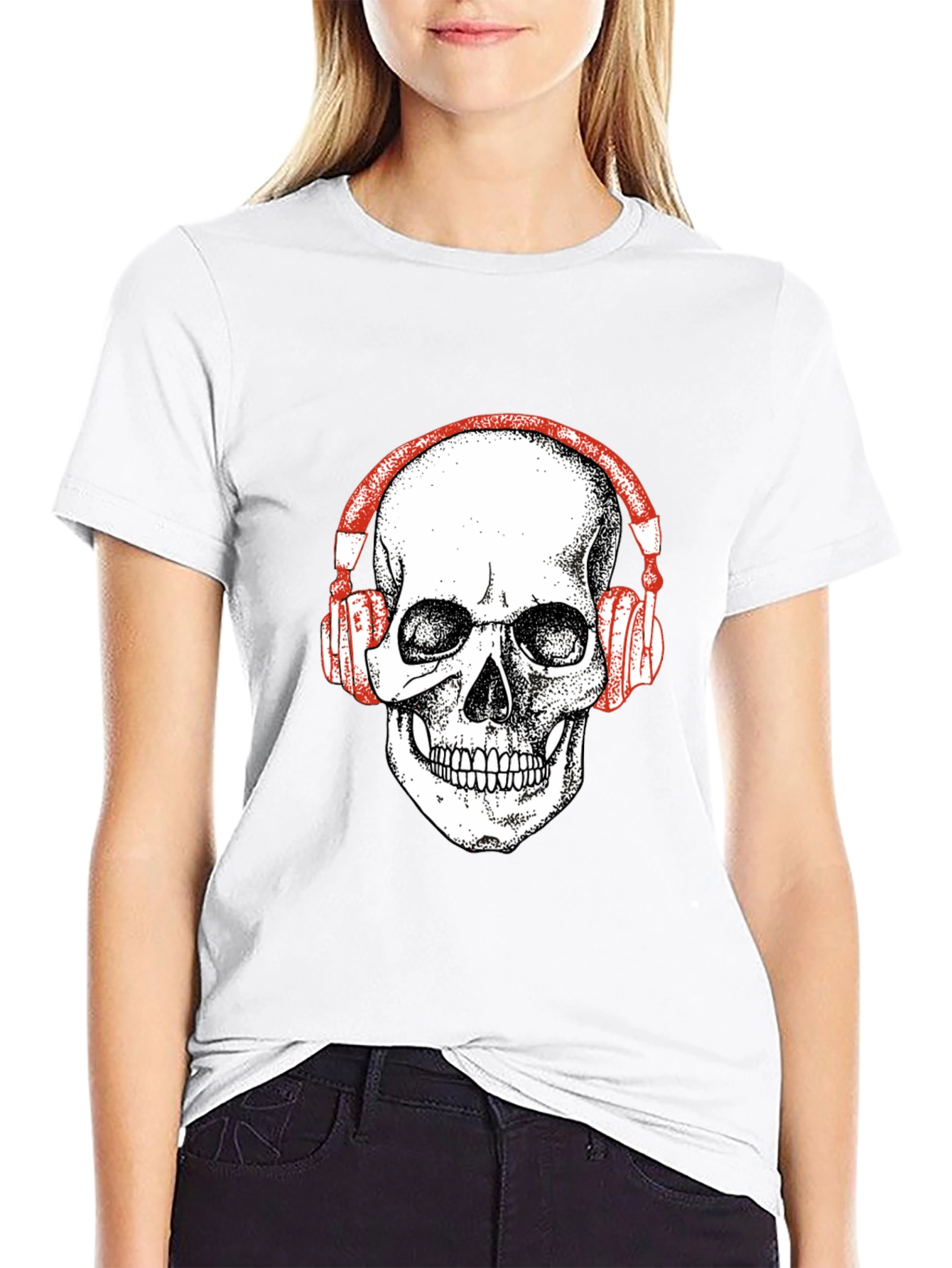 Skull Headphones Graphic Tee - Black