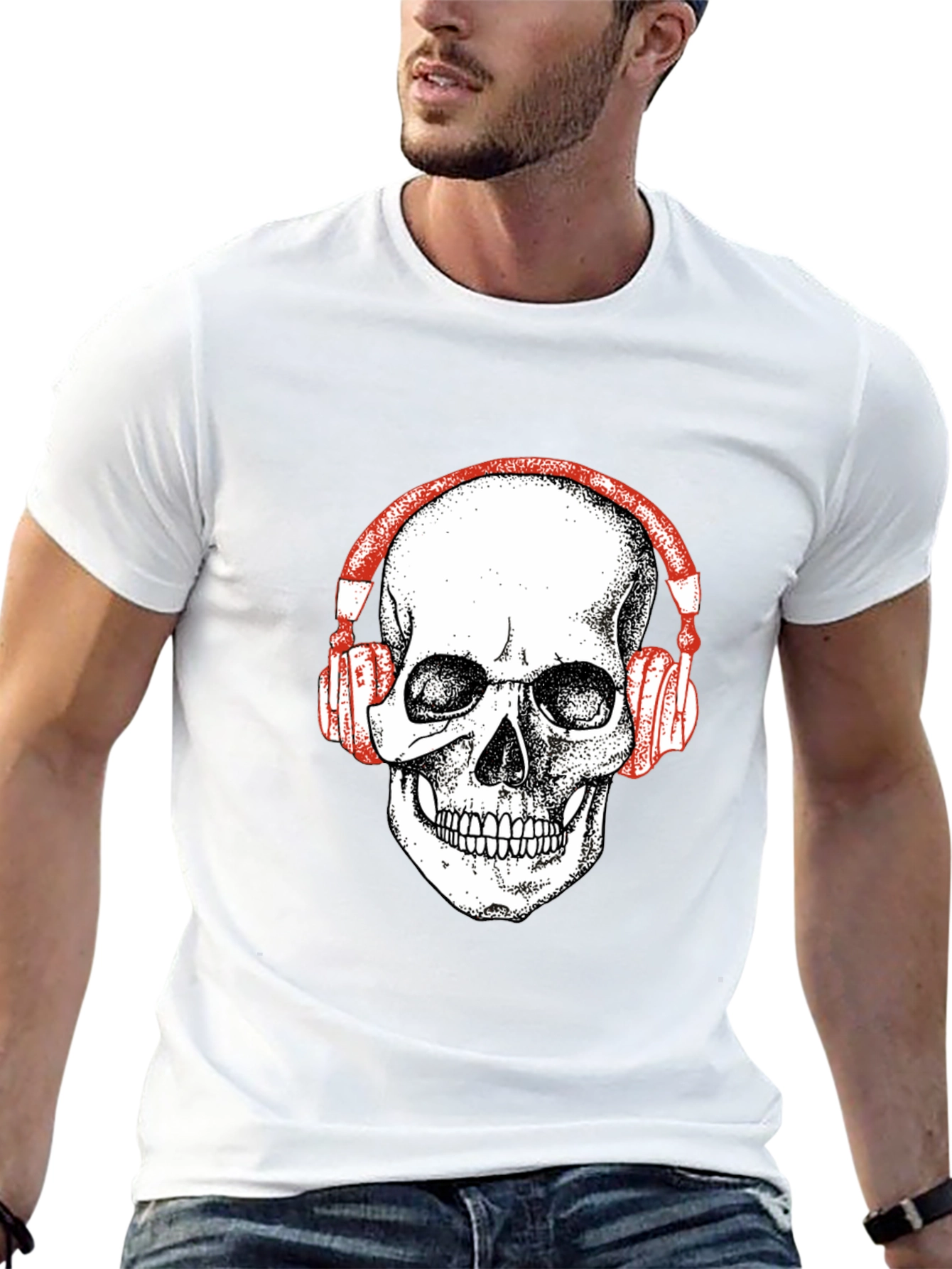 Skull Headphones Graphic Tee - Black