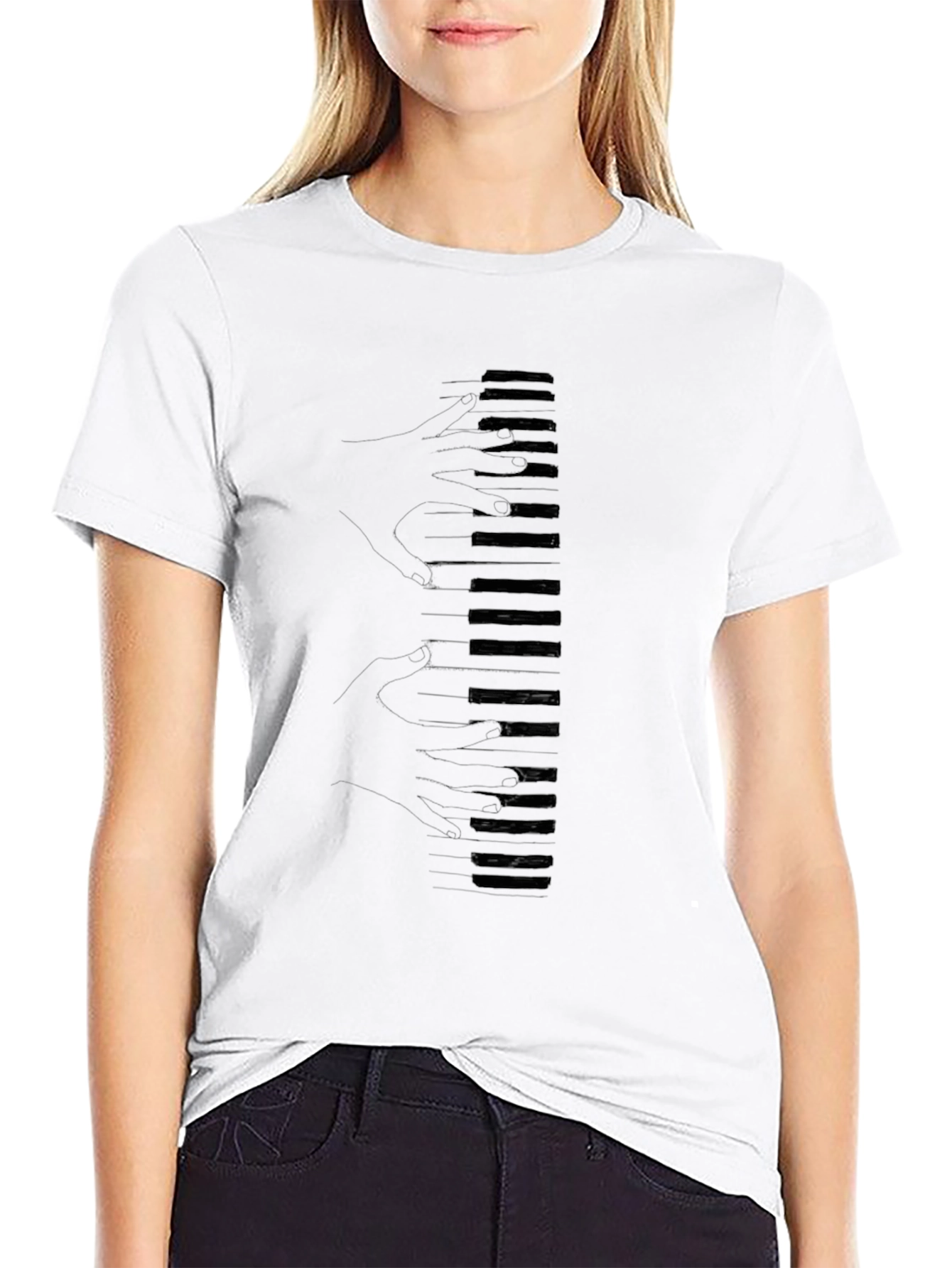 Piano Keys Hand Graphic T-Shirt - Soft Cotton Tee