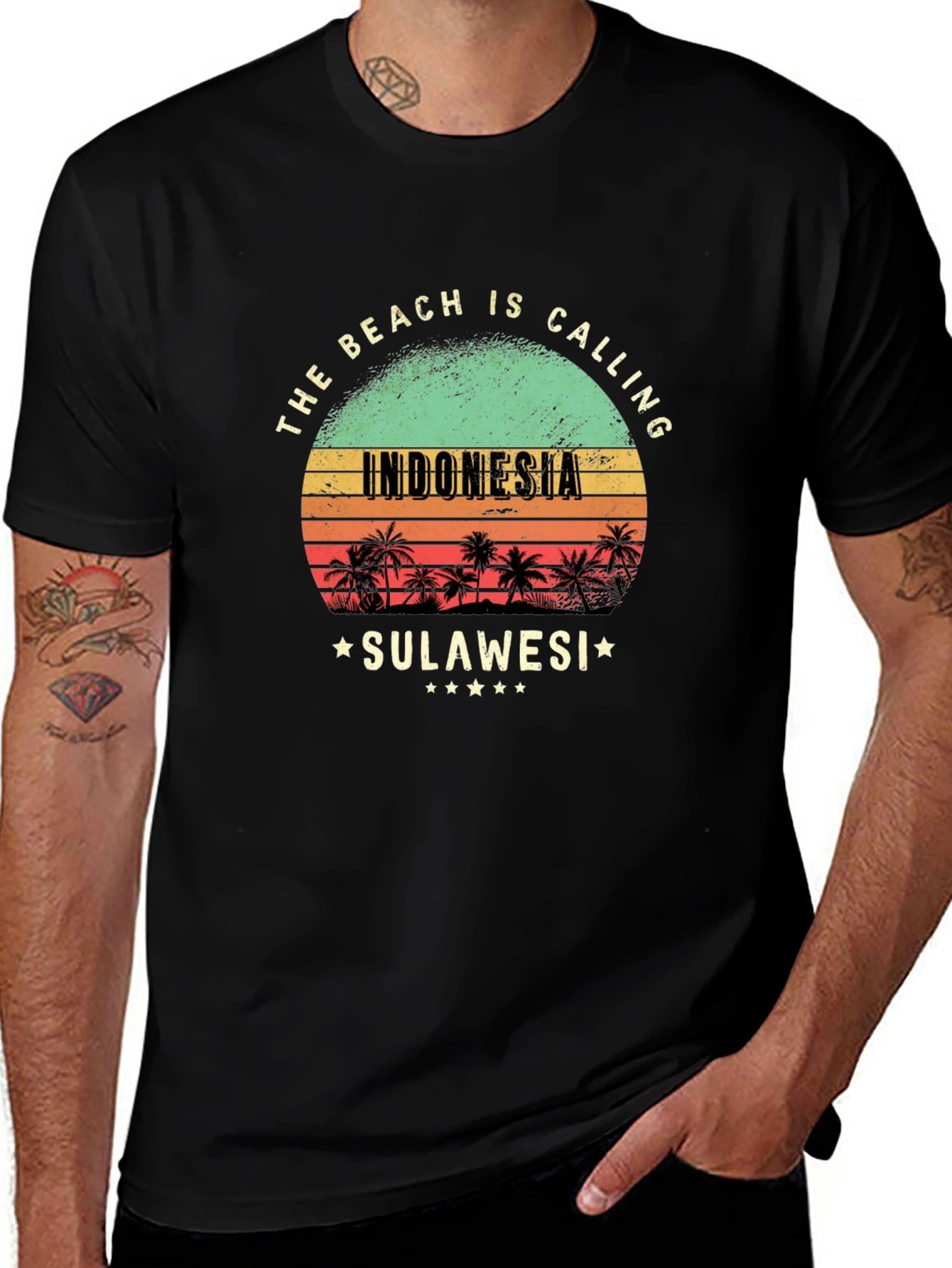Indonesia Sulawesi Beach Calling Black T-Shirt