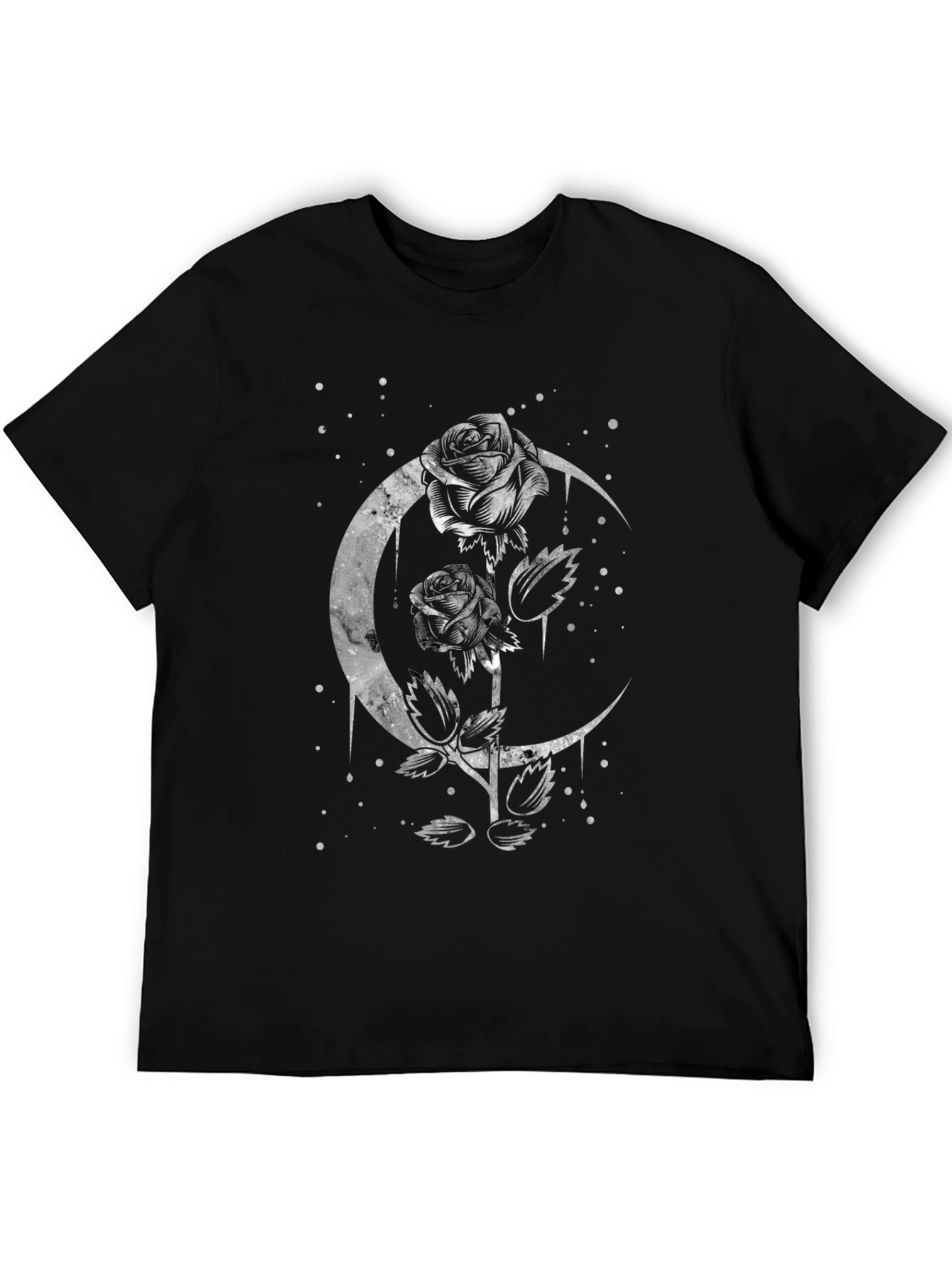 Moon Rose Graphic Tee - Gothic Style