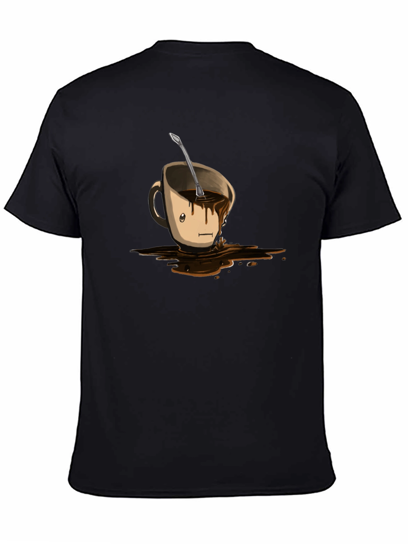 Funny Coffee Cup Spill T-Shirt - Black