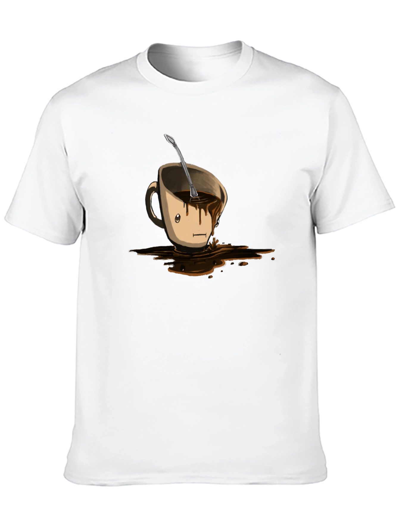 Funny Coffee Cup Spill T-Shirt - Black