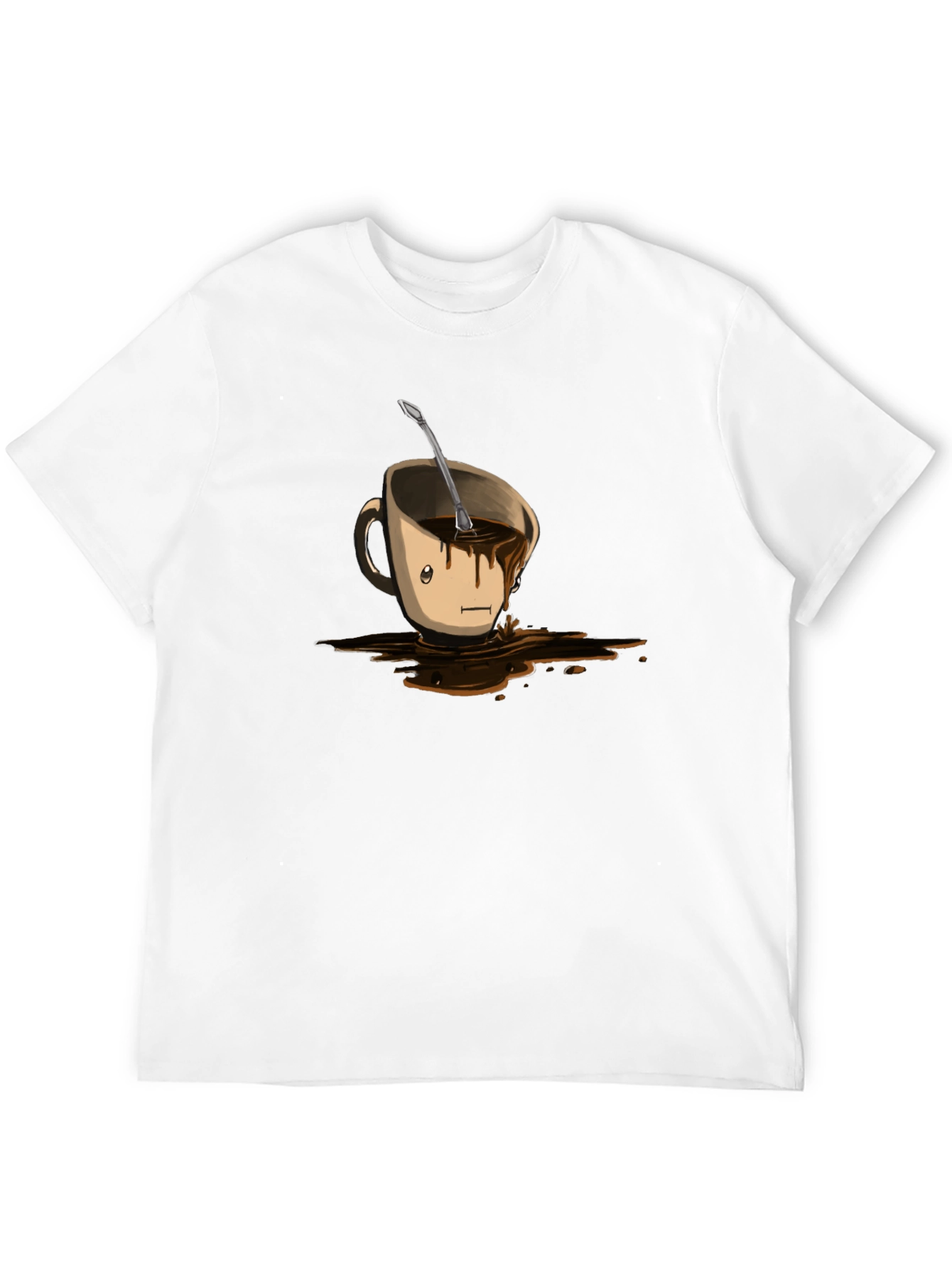 Funny Coffee Cup Spill T-Shirt - Black