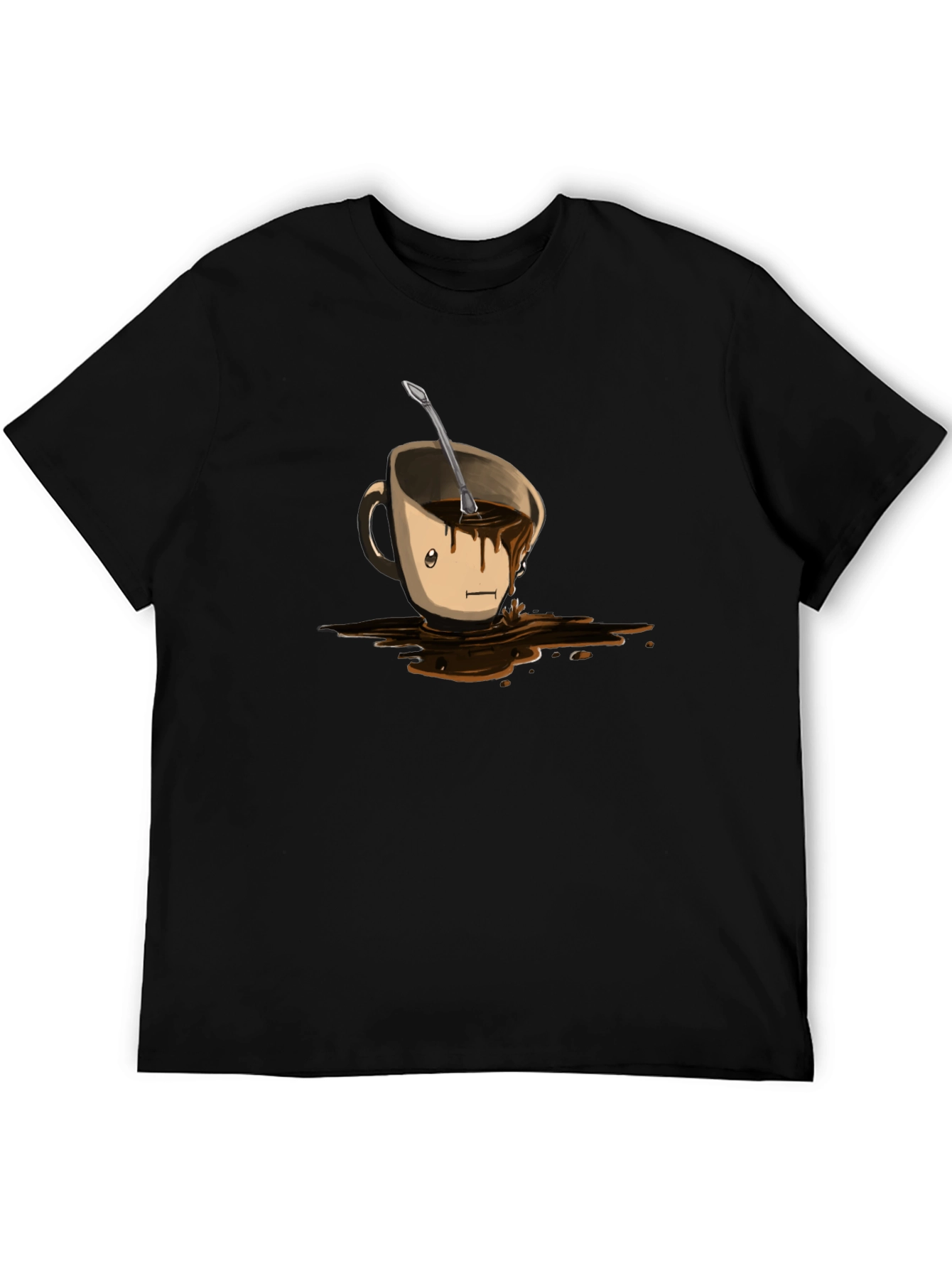 Funny Coffee Cup Spill T-Shirt - Black