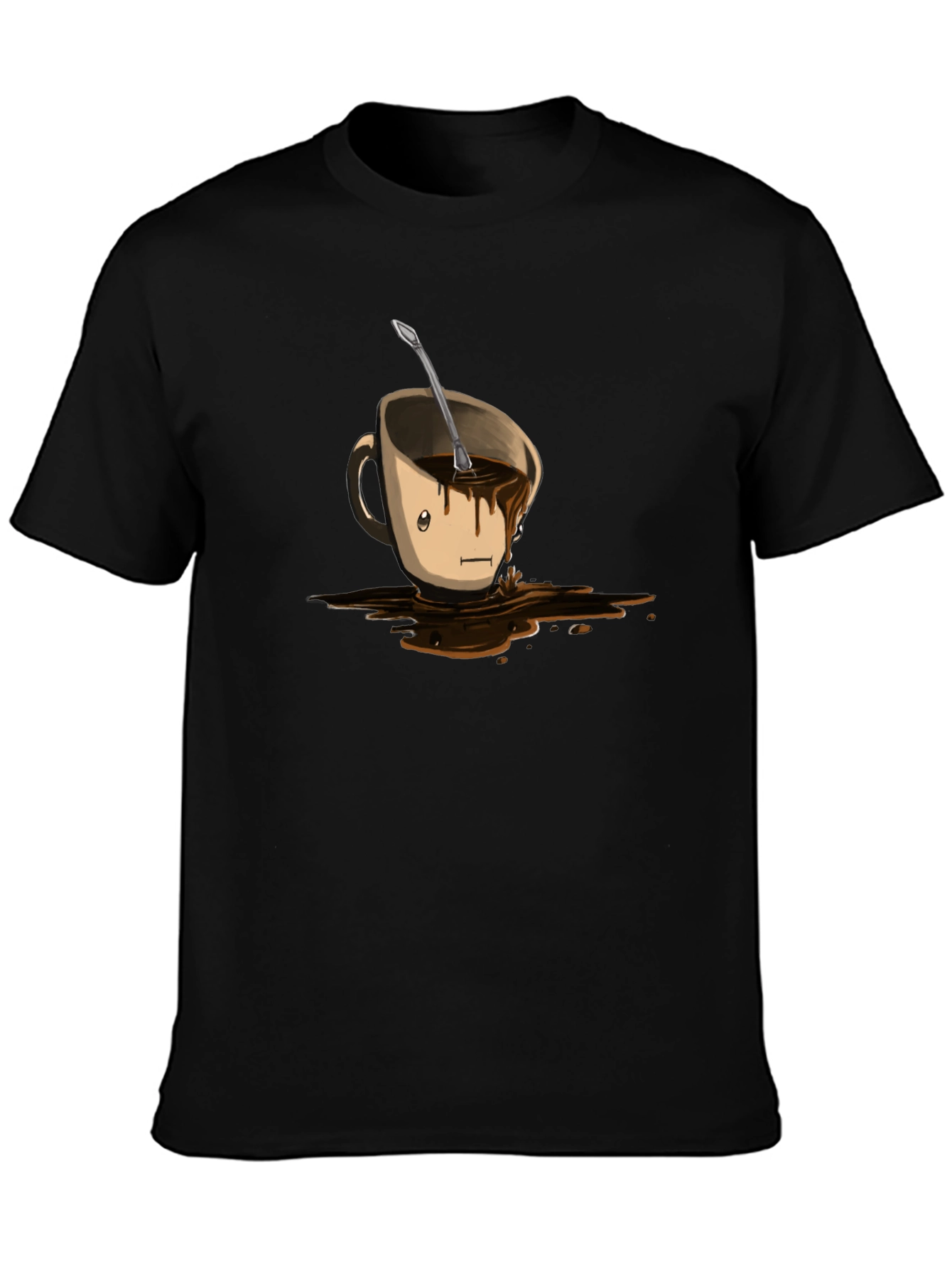 Funny Coffee Cup Spill T-Shirt - Black