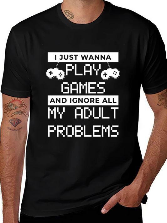 Gamer T-Shirt - Ignore Adult Problems - Black Cotton Tee