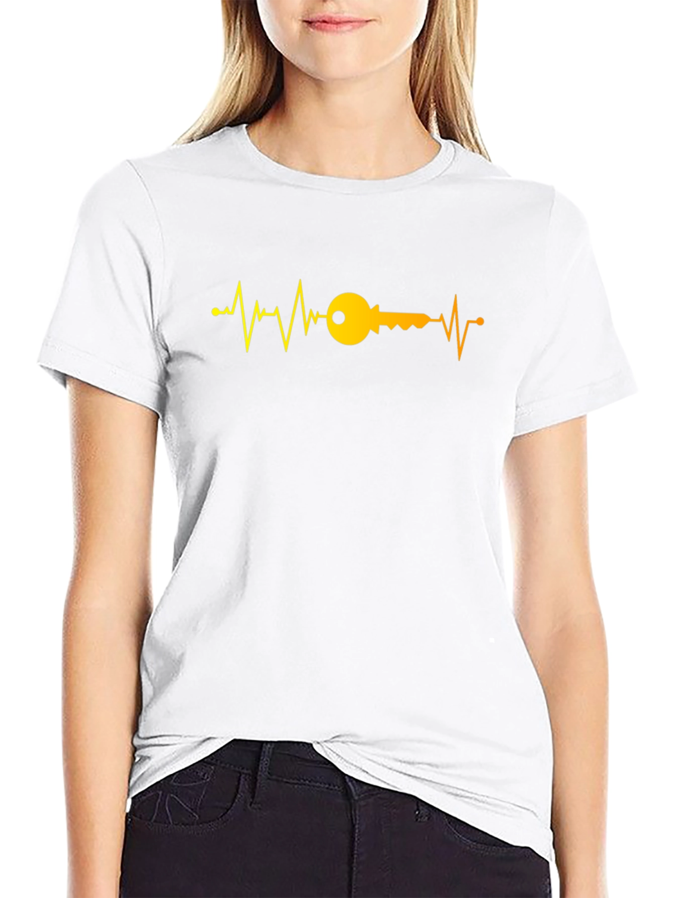 Heartbeat Key Graphic T-Shirt - Black