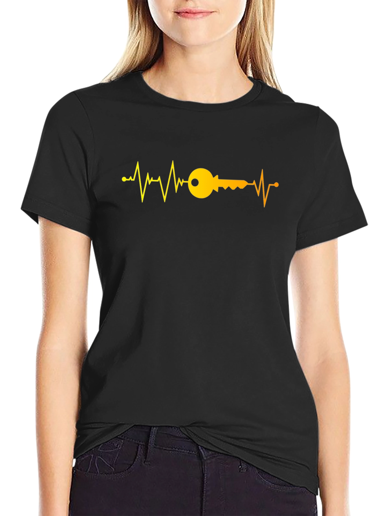 Heartbeat Key Graphic T-Shirt - Black