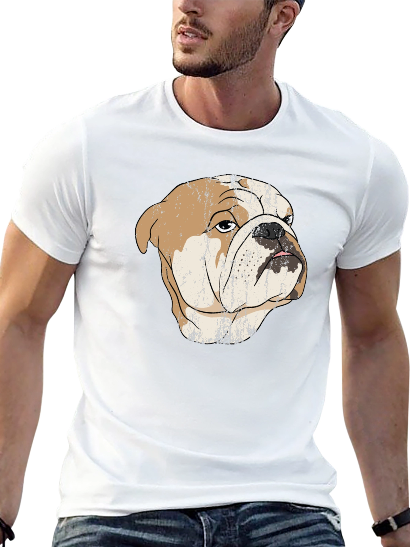 Bulldog Graphic Print Black T-Shirt