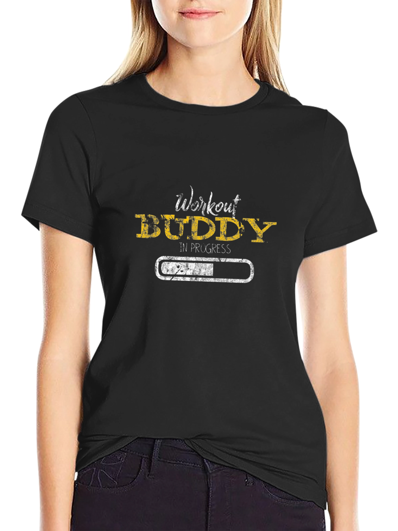 Workout Buddy in Progress Black T-Shirt