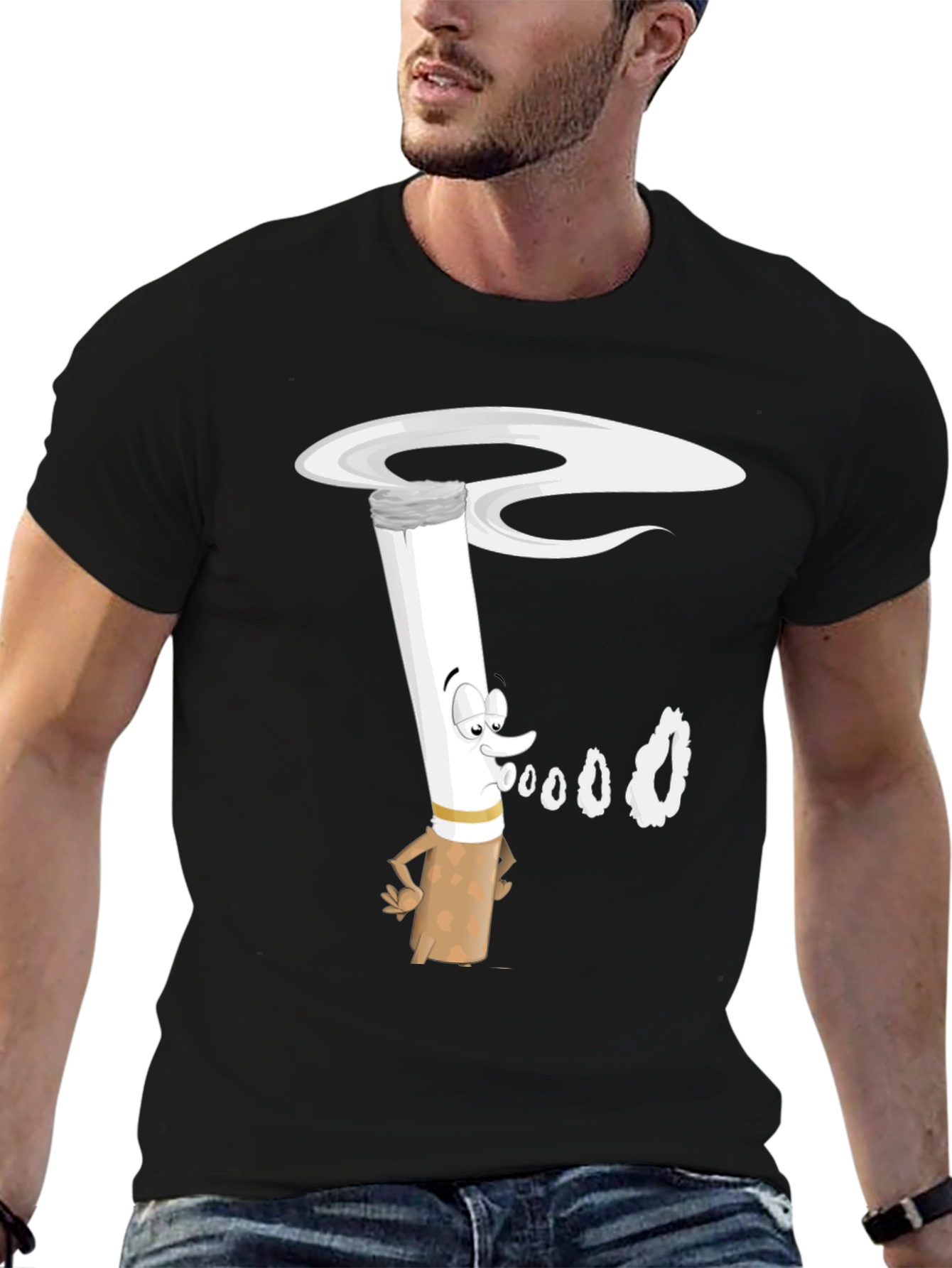 Cartoon Cigarette T-Shirt - Black Graphic Tee