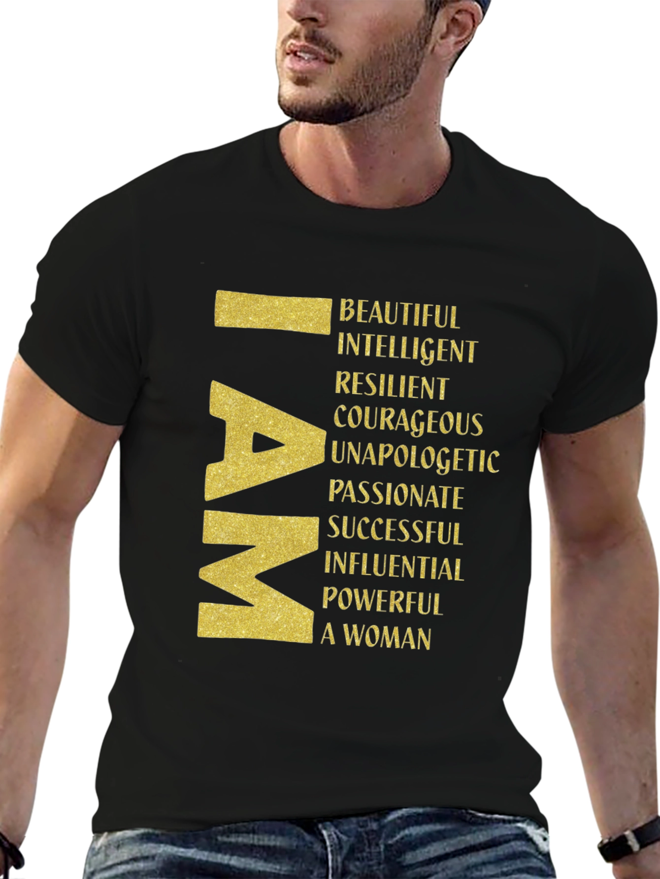 I AM Woman Graphic Tee - Empowering Black T-Shirt